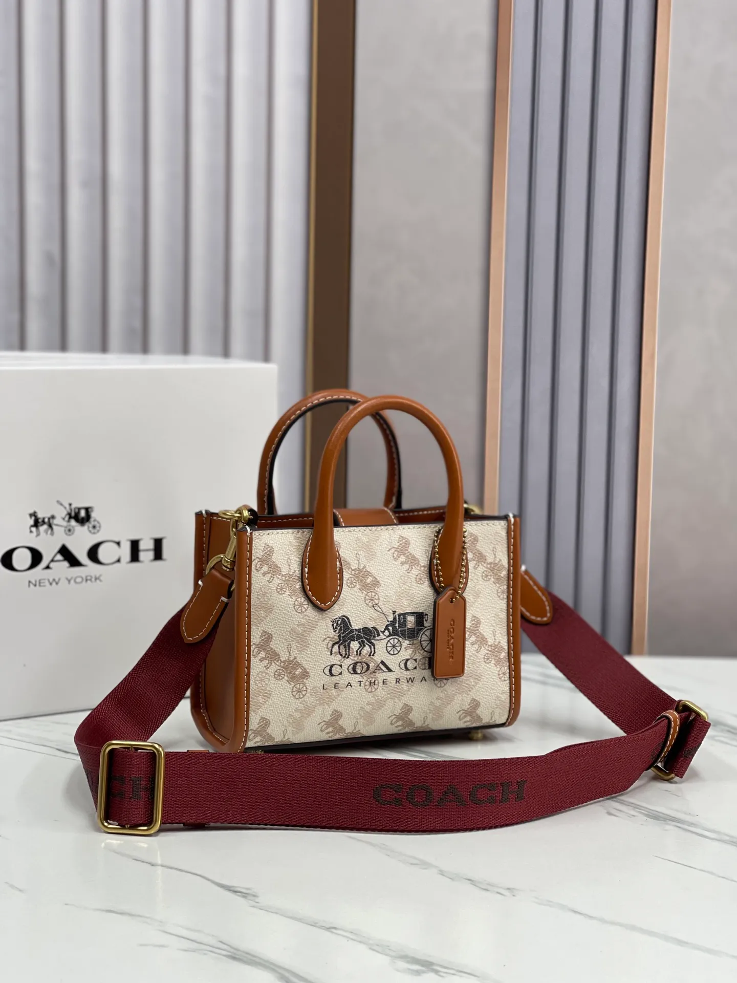 Top original order p420💰coach/Coach new small size model CT890/CT891 counter new ACE carriage pattern women's tote bag single shoulder crossbody handheld tote bag double shoulder strap design size: 18·13·8