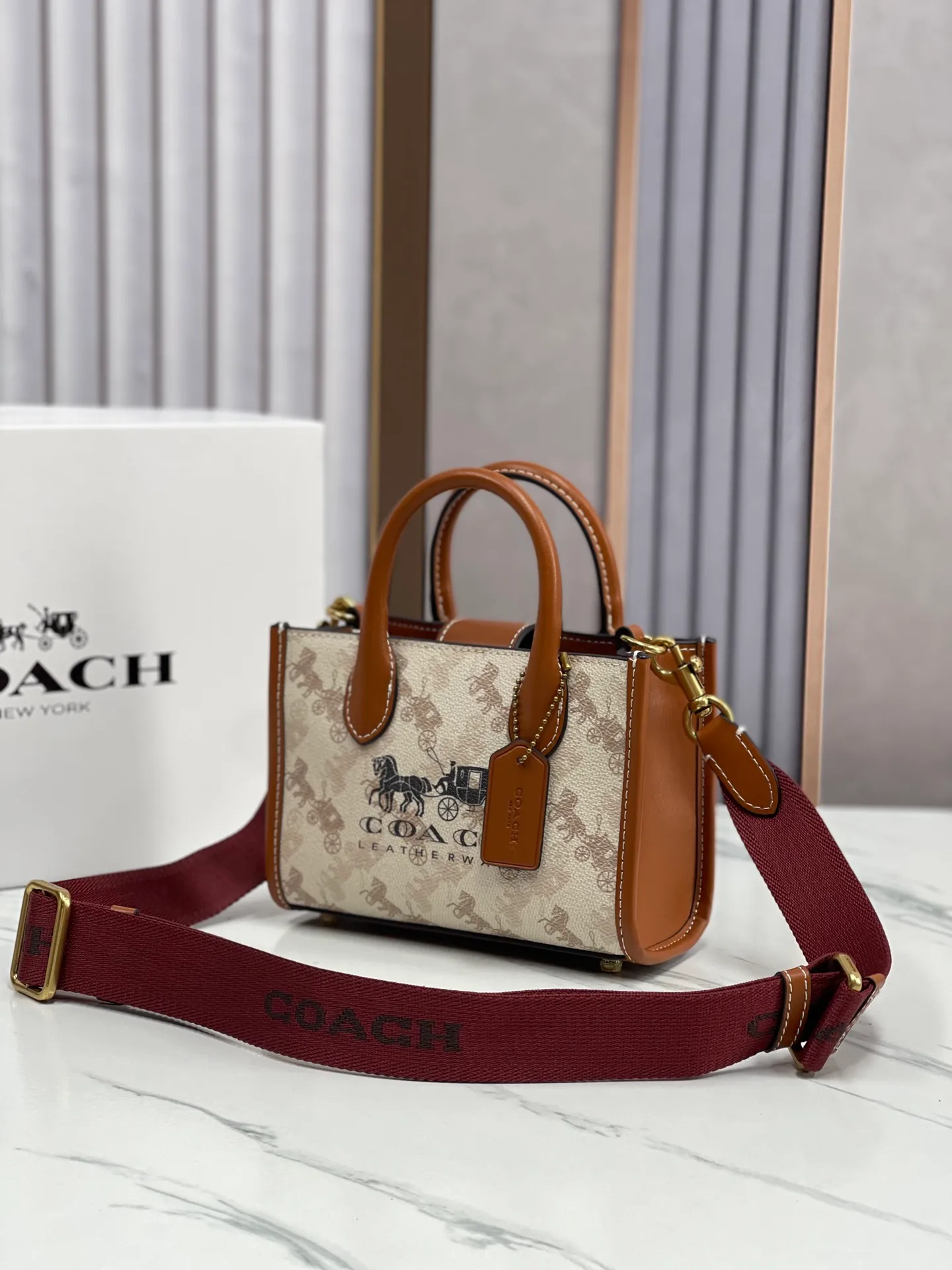 Top original order p420💰coach/Coach new small size model CT890/CT891 counter new ACE carriage pattern women's tote bag single shoulder crossbody handheld tote bag double shoulder strap design size: 18·13·8