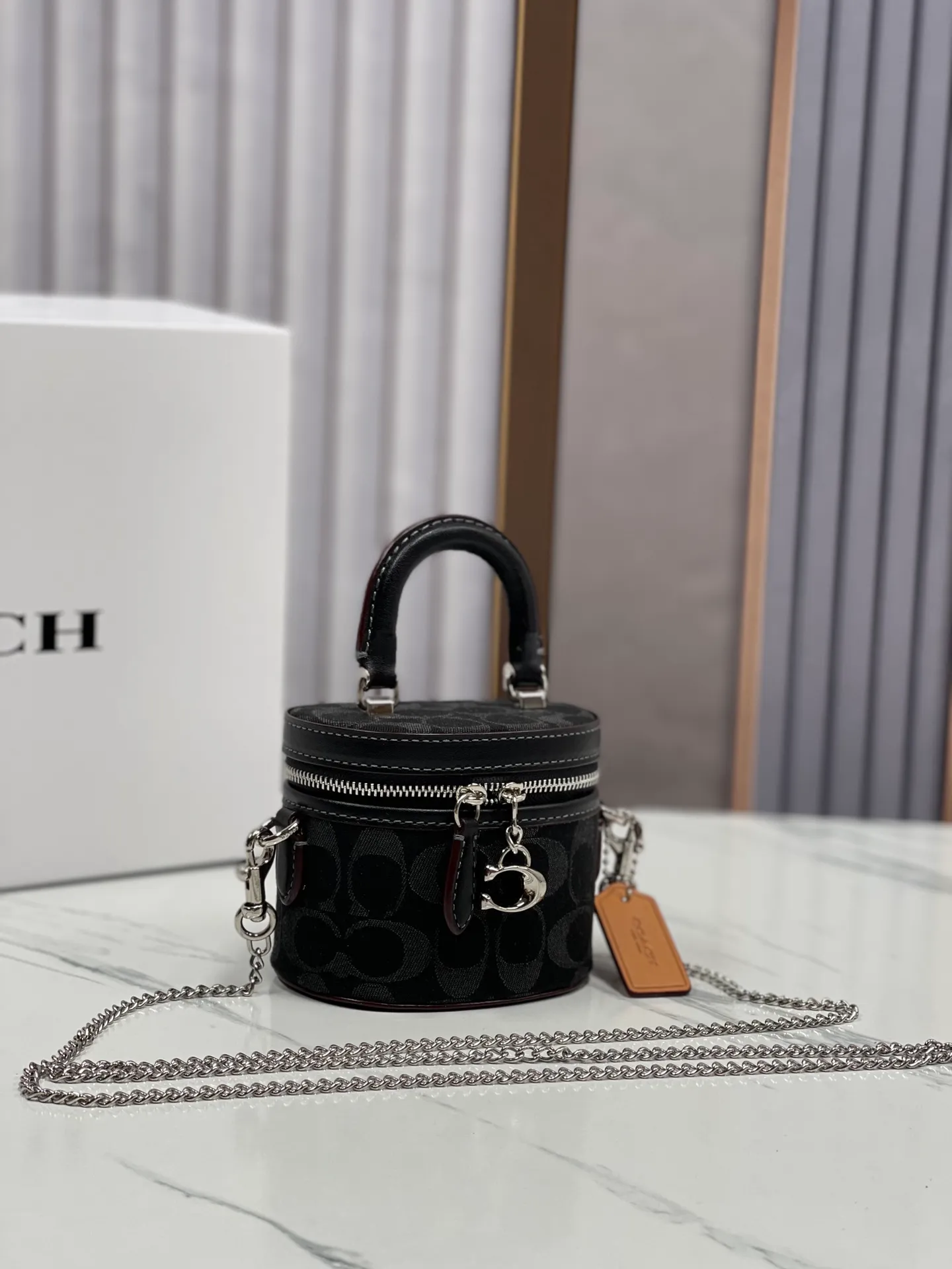 Top original order batch 440💰coach/Coach new trail12 mini box bag CE769, cowhide, original hardware, C-shaped zipper, super shiny, can hold lipstick card bag, car keys and loose powder, size 11.5x9x7.5cm,