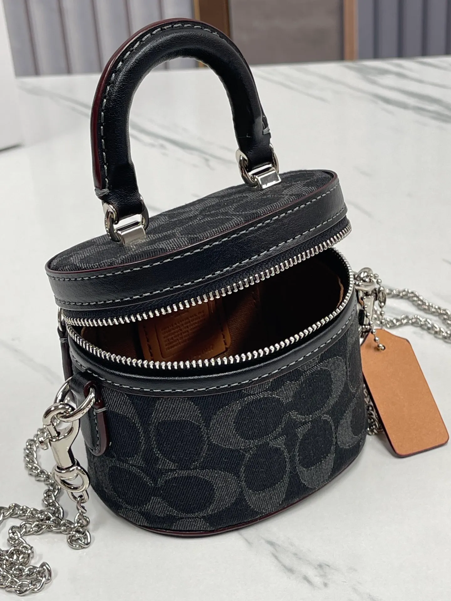 Top original order batch 440💰coach/Coach new trail12 mini box bag CE769, cowhide, original hardware, C-shaped zipper, super shiny, can hold lipstick card bag, car keys and loose powder, size 11.5x9x7.5cm,