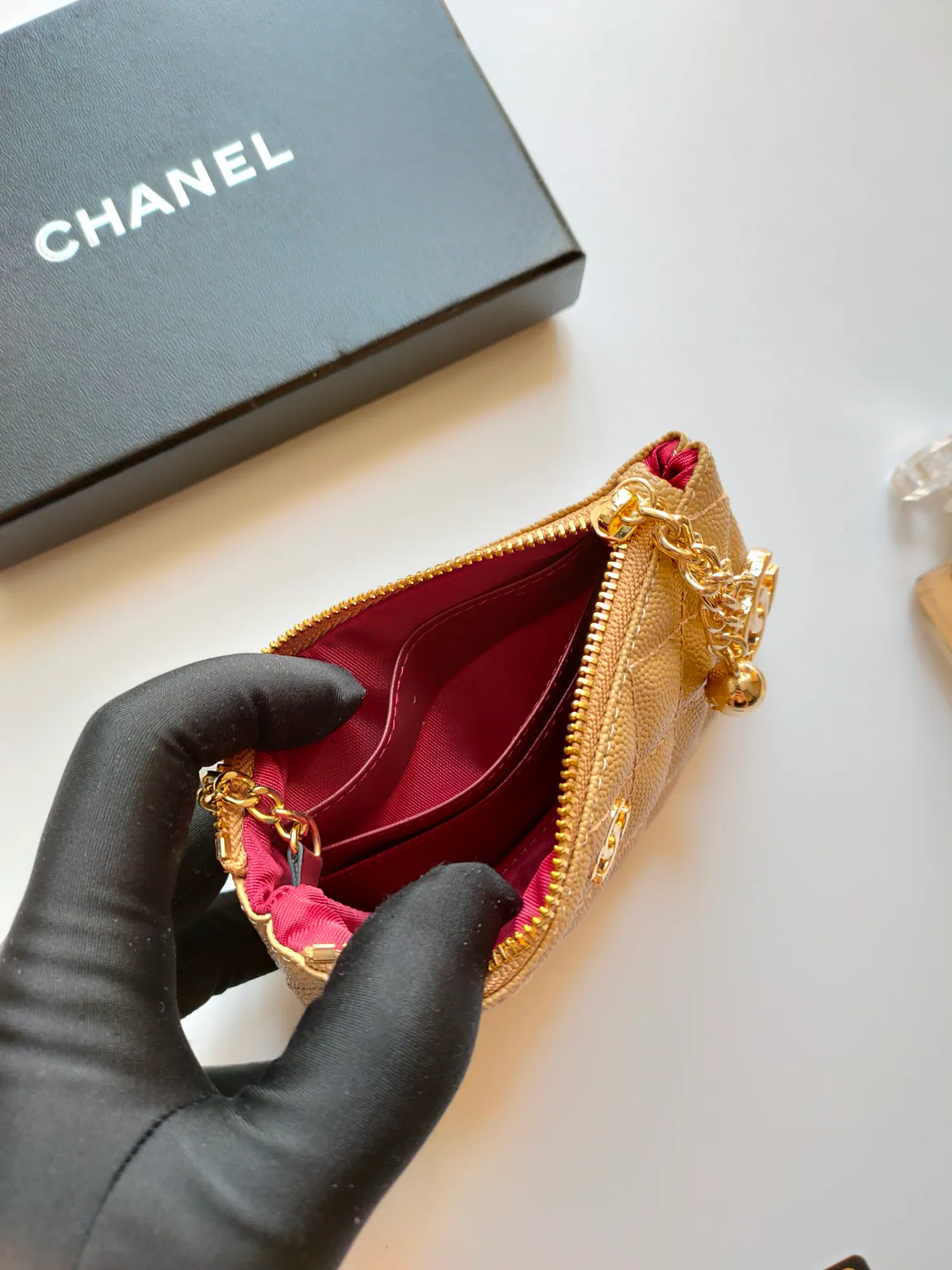 ￥120 CHANEL's new pendant coin purse 💦Model No. A50168 top-quality leather hardware, rhombus pattern. Beautiful details, complete package! Size:14-10-1cm
