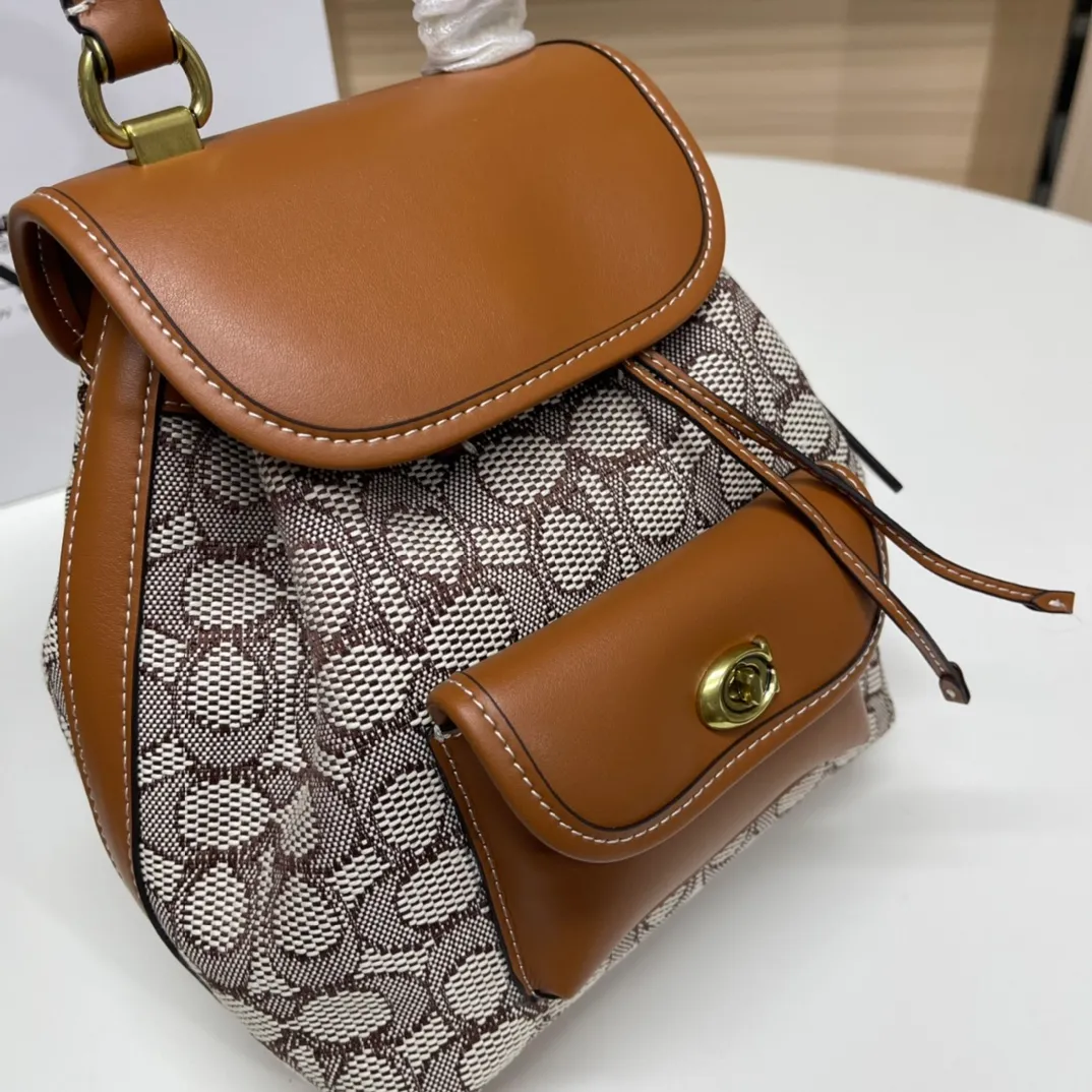 Top original order, batch 500💰Coach new model CH591 Riya Backpacks 21 mini backpack, original hardware, adjustable backpack + suitcase style handle, drawstring with lock to ensure safety, size 21.5x23x12cm,