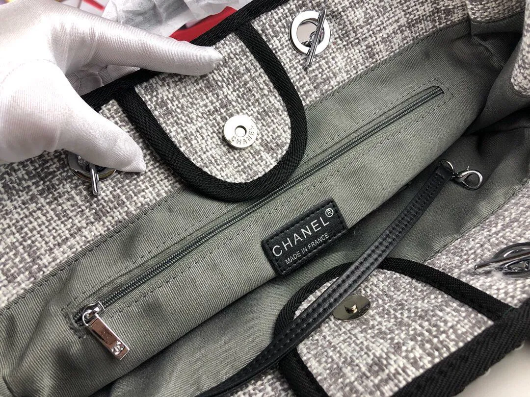 💰400￥Chanel👍🏻Original single fabric, soft and comfortable, high quality, Greek series, latest color handle canvas beach bag, hand shopping bag, new silk thread embroidery logo, size: 38.30.18, style number: 67178-5