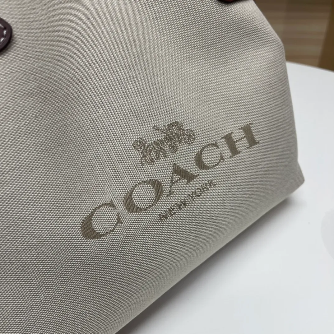 Top original order batch 480💰coach/Coach new model CH190 canvas, CH189 canvas shoulder, COACH classic logo HANNA series CARRYALL built-in multi-functional bag central zipper compartment magnetic buckle closure, 31X25X12