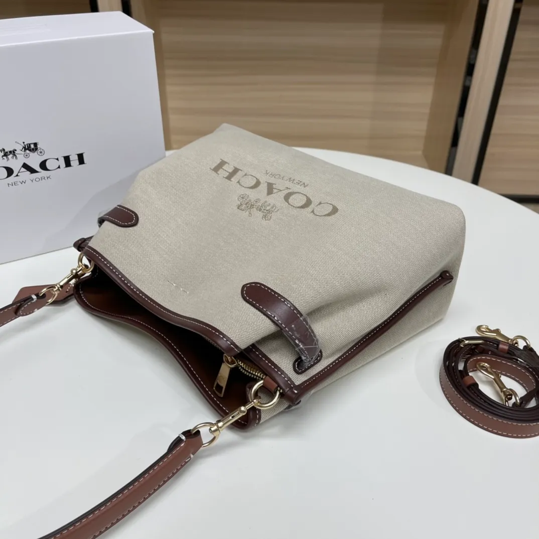 Top original order batch 480💰coach/Coach new model CH190 canvas, CH189 canvas shoulder, COACH classic logo HANNA series CARRYALL built-in multi-functional bag central zipper compartment magnetic buckle closure, 31X25X12