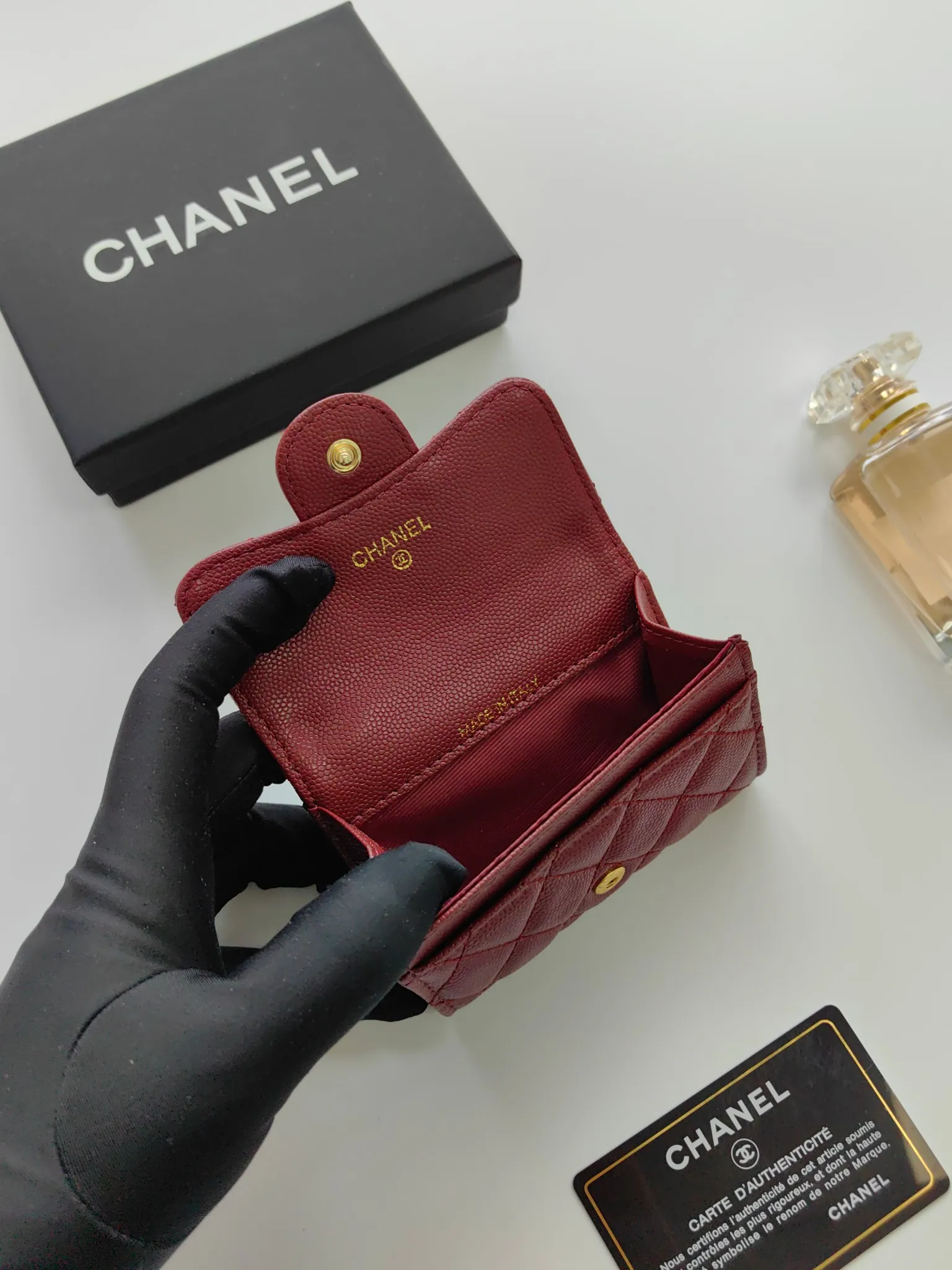￥110 CHANEL Chanel classic flap card holder. Imported sheepskin and caviar cowhide, card holder and coin purse integrated, with slip pocket on the back, model number: AP448, size: 7.5 × 11.3 × 2.1 cm