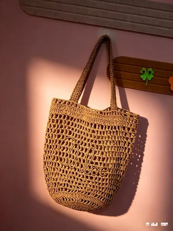 All Categories Official Website "Brand Women's Bags" Women's Bags 💙 Chloe 2026 Official Website Chloe Style Hollow Straw Tote Bag