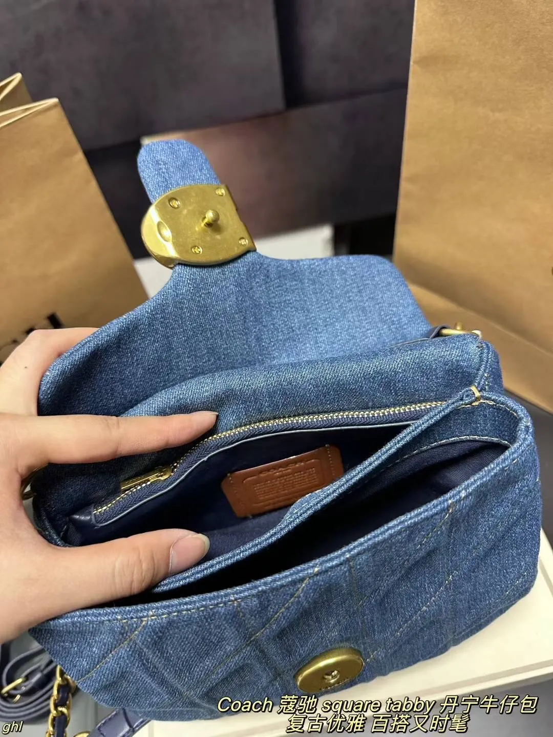 All Categories Official Website "Brand Women's Bags" Women's Bags 💙 COACH 2025 New COACH Square Tabby Denim Denim Bag