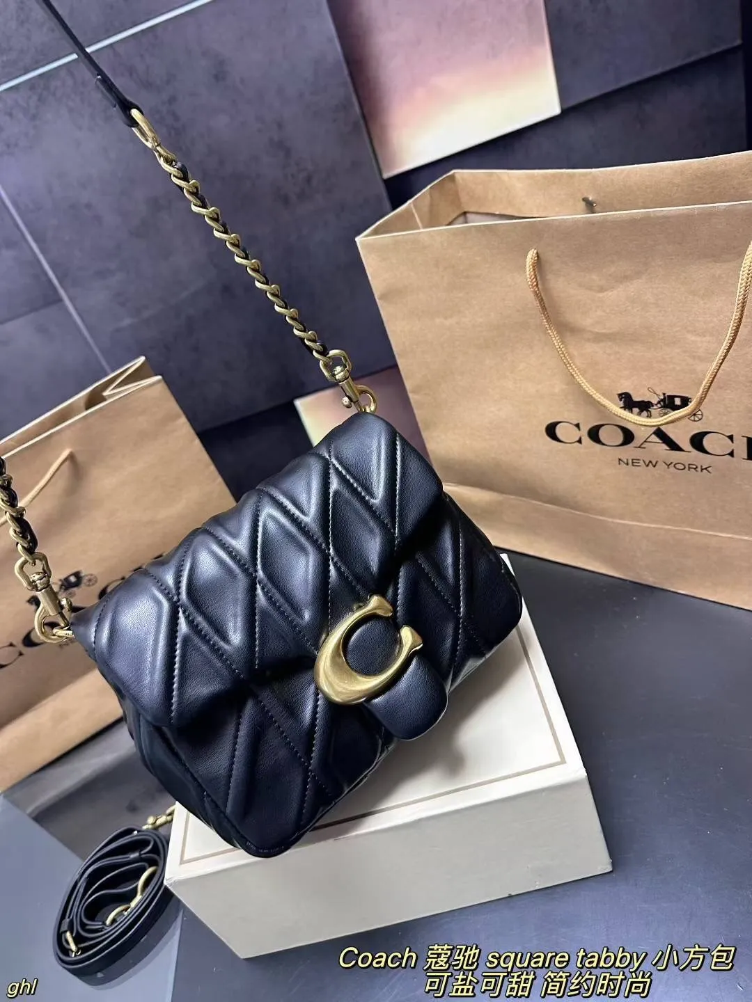 All Categories Official Website "Brand Women's Bags" Women's Bags 💙 COACH 2025 New COACH Square Tabby Denim Denim Bag