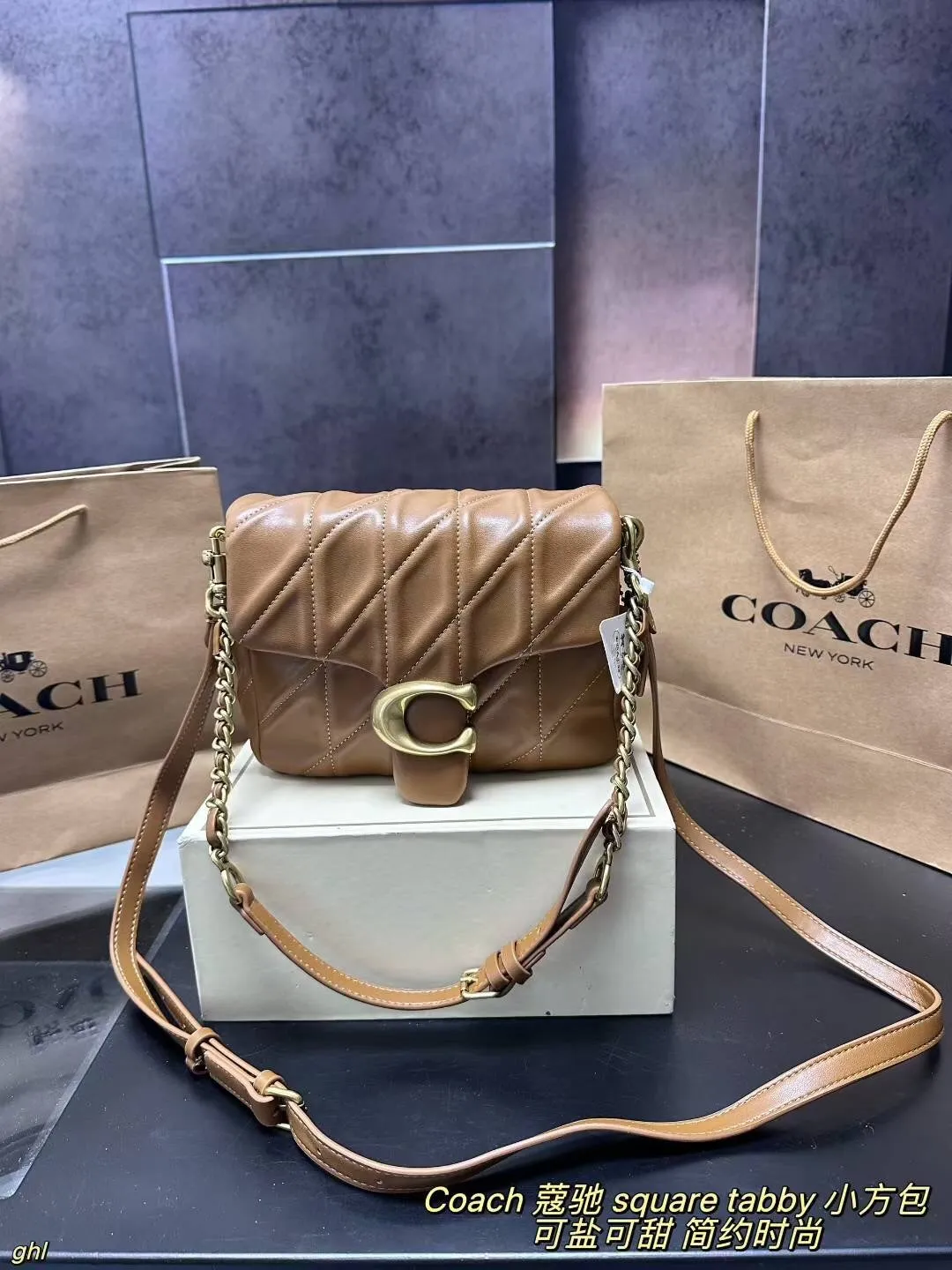 All Categories Official Website "Brand Women's Bags" Women's Bags 💙 COACH 2025 New COACH Square Tabby Denim Denim Bag