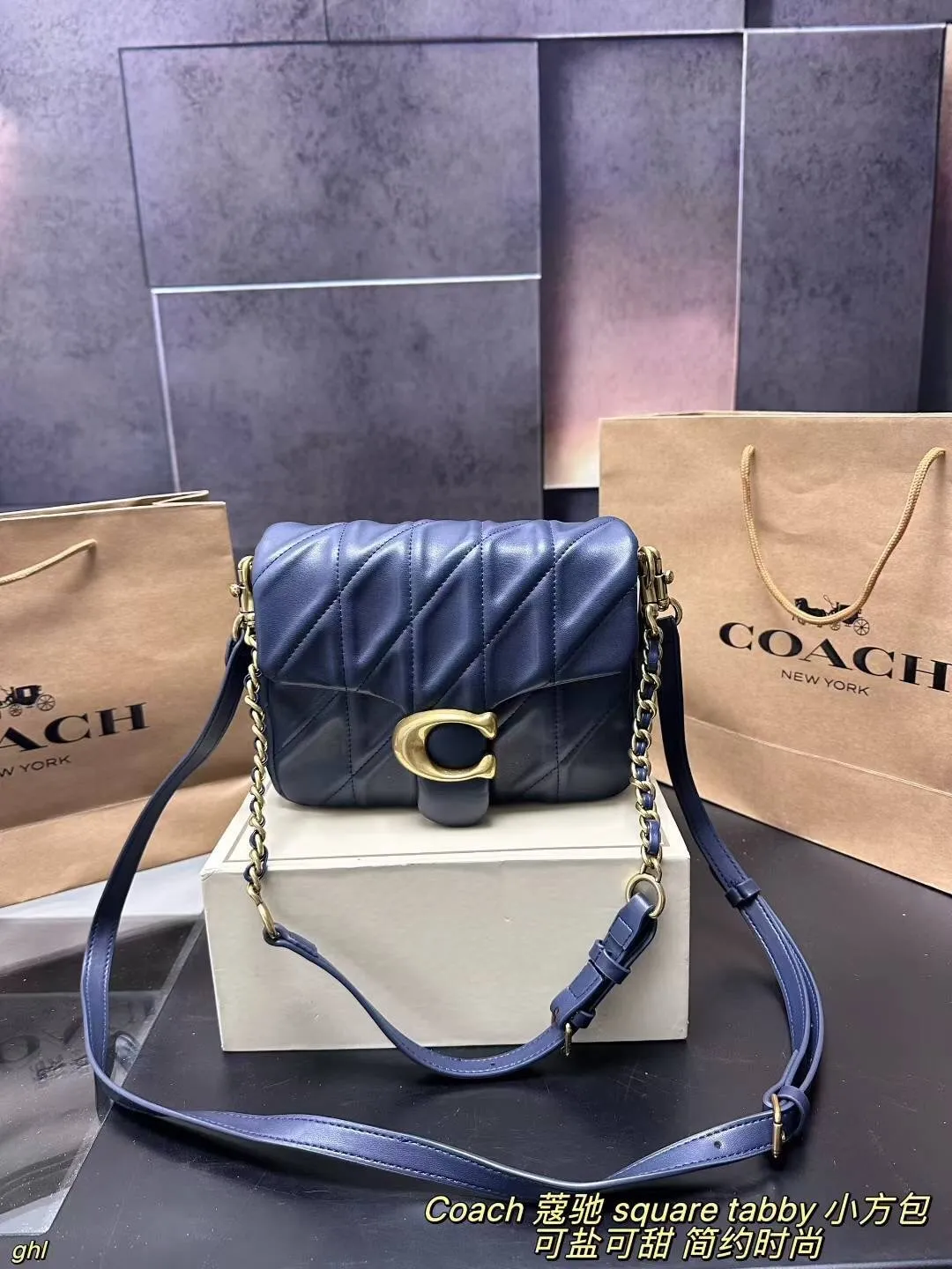 All Categories Official Website "Brand Women's Bags" Women's Bags 💙 COACH 2025 New COACH Square Tabby Denim Denim Bag