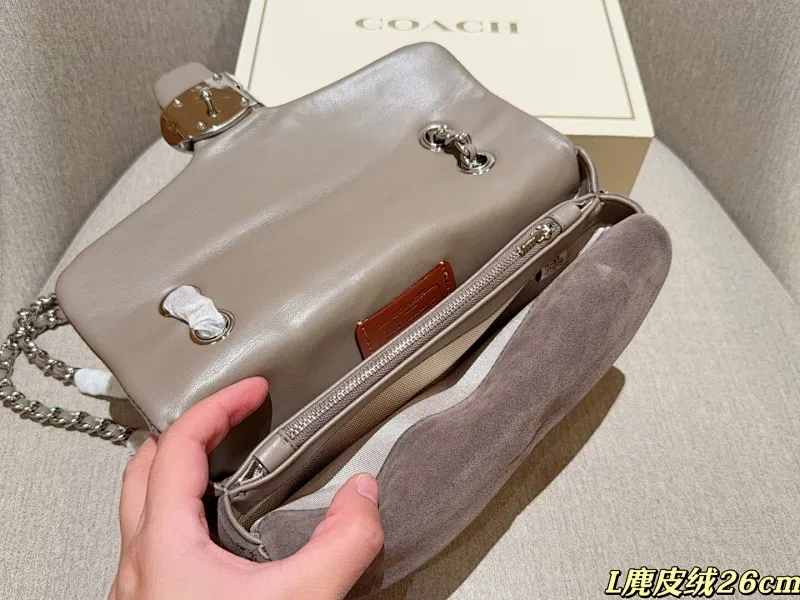 All Categories Official Website "Brand Women's Bags" Women's Bags 💙 COACH 2025 New Coach Suede Fabric Tabby26 Bacchus Bag