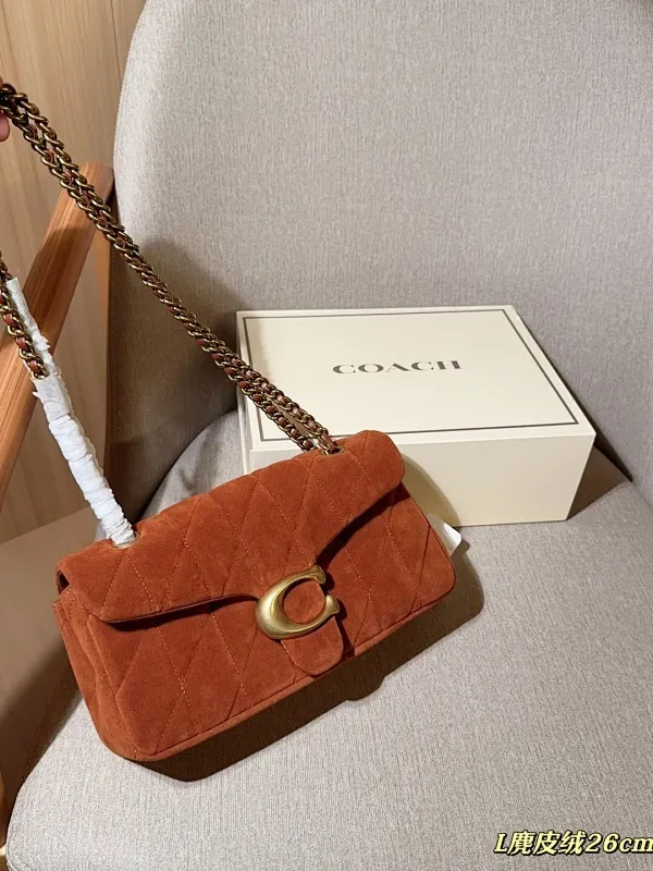 All Categories Official Website "Brand Women's Bags" Women's Bags 💙 COACH 2025 New Coach Suede Fabric Tabby26 Bacchus Bag