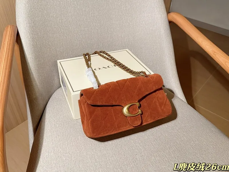 All Categories Official Website "Brand Women's Bags" Women's Bags 💙 COACH 2025 New Coach Suede Fabric Tabby26 Bacchus Bag