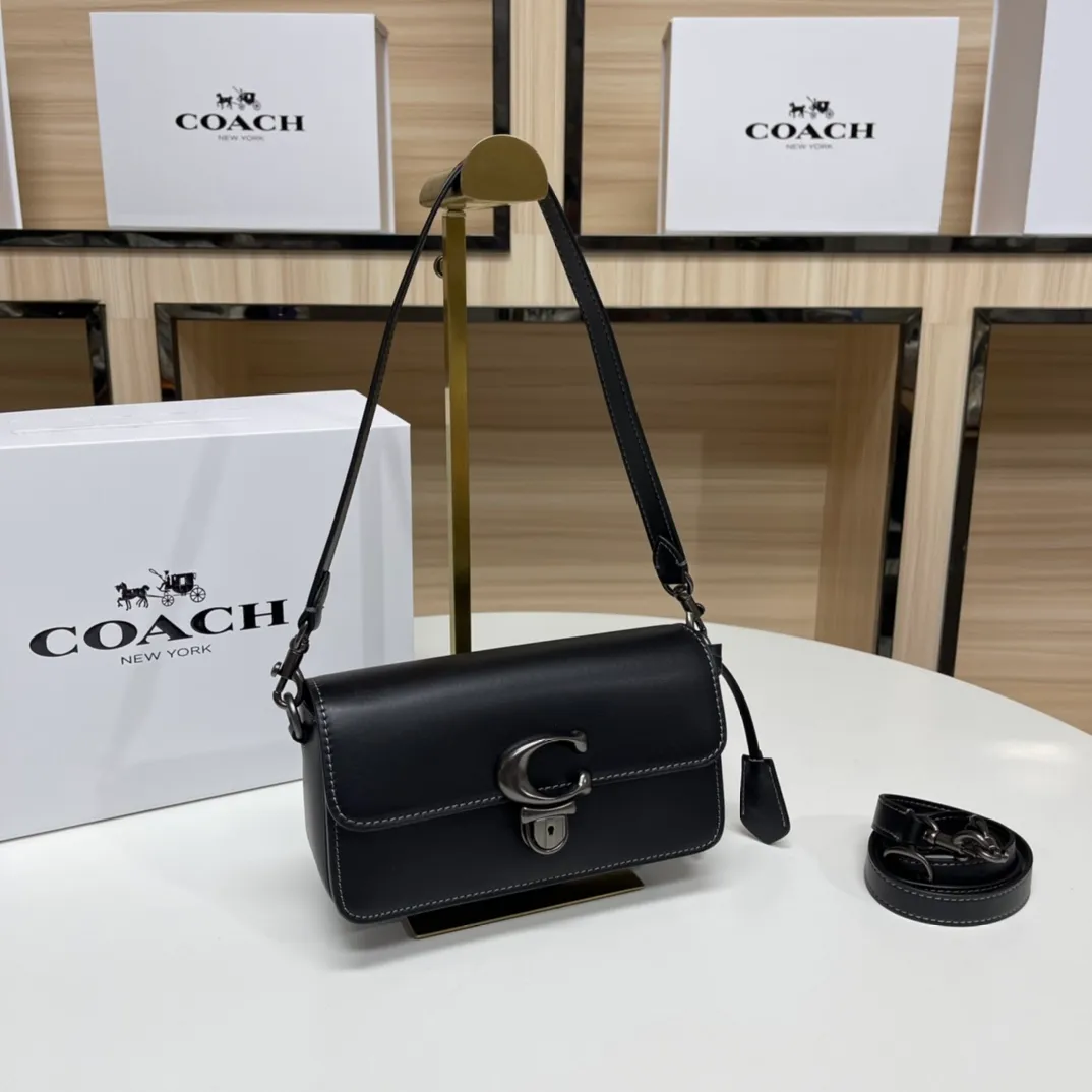 Top original order, batch 480💰Coach new Coach baguette bag, leather crossbody bag [Rose][Rose] model CE331 women's bag STUDIO BAGUETTE, size: 20*10*7[Fireworks][Fireworks][Fireworks]