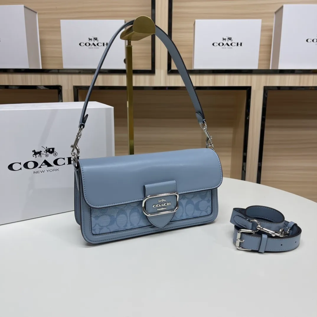 Top original order, batch 500💰COACH/model CH137 Coach Outlet women's bag Xiangbu Lei color matching classic logo MORGAN shoulder bag armpit bag. Size 26X14X6
