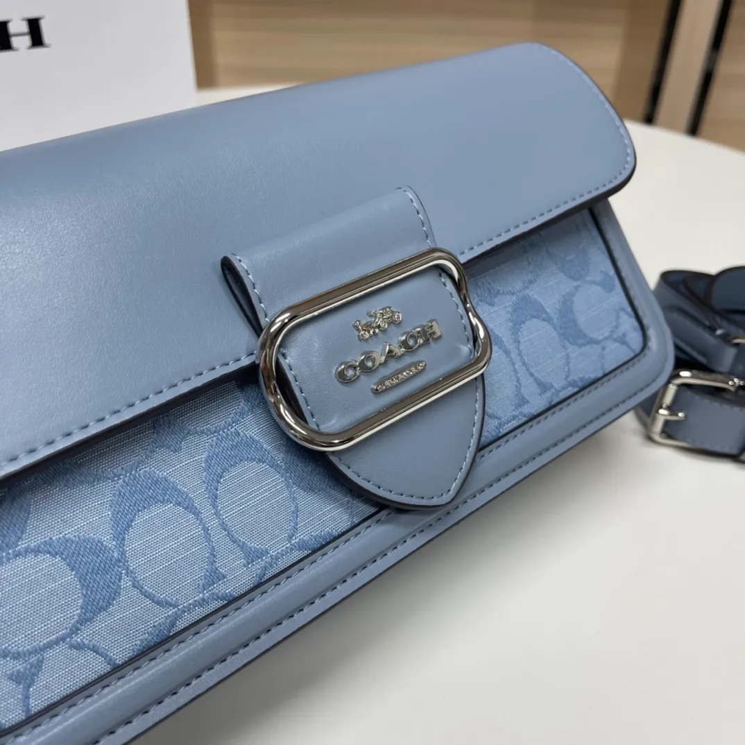 Top original order, batch 500💰COACH/model CH137 Coach Outlet women's bag Xiangbu Lei color matching classic logo MORGAN shoulder bag armpit bag. Size 26X14X6