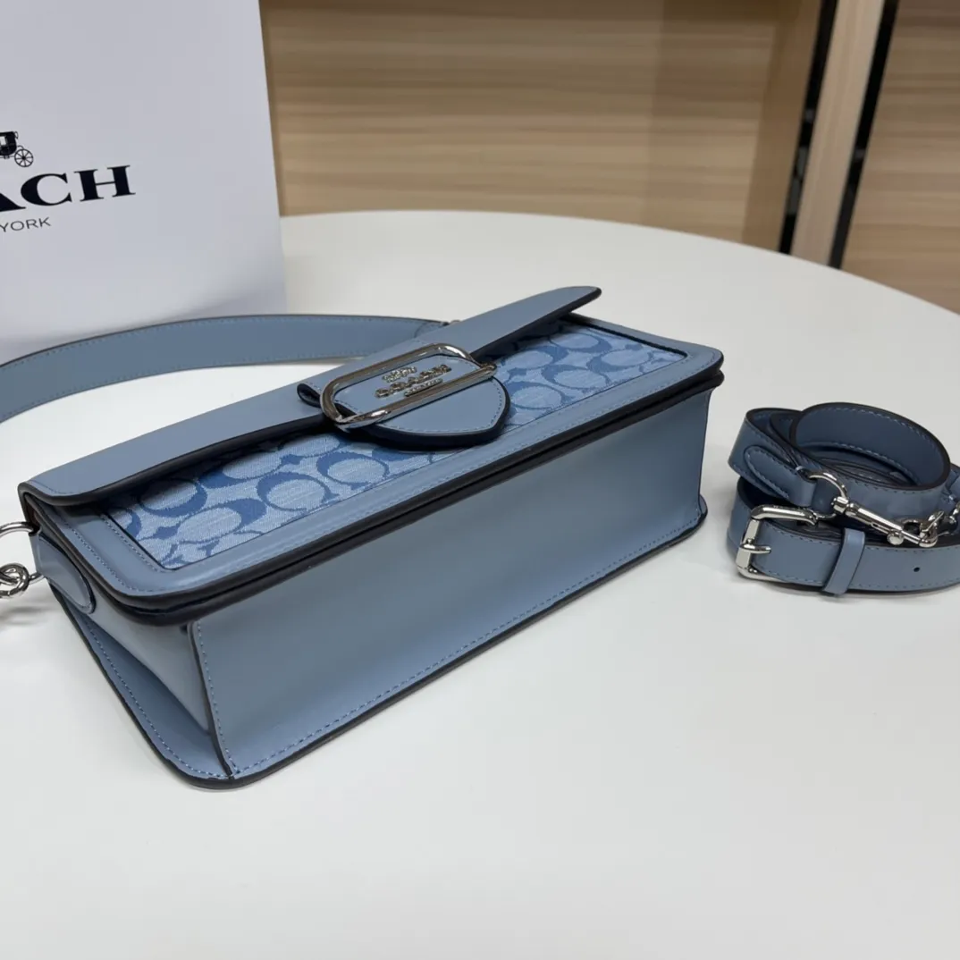 Top original order, batch 500💰COACH/model CH137 Coach Outlet women's bag Xiangbu Lei color matching classic logo MORGAN shoulder bag armpit bag. Size 26X14X6