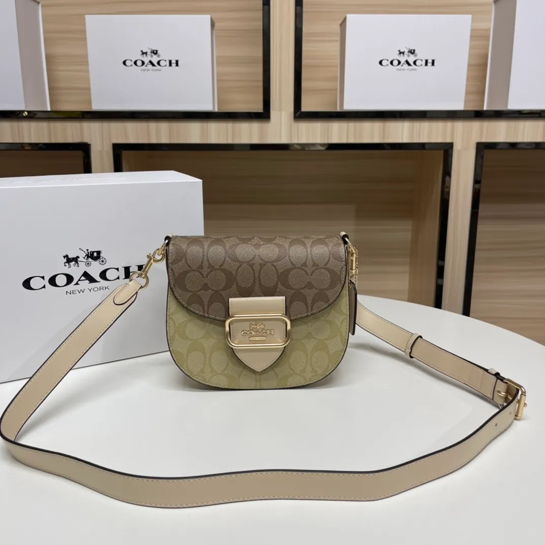 Top original order batch 500💰Coach/Coach new color. Model CH507 Ole Women's Classic Logo Canvas KLEO No. 17 Shoulder Bag Autumn Luxury and Noble 🤞 Size 19.5X17X7