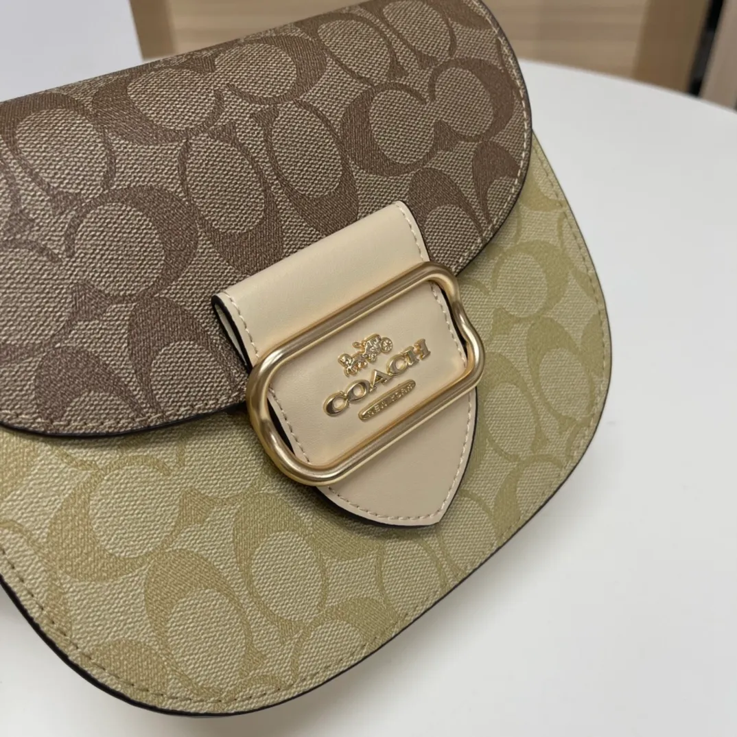 Top original order batch 500💰Coach/Coach new color. Model CH507 Ole Women's Classic Logo Canvas KLEO No. 17 Shoulder Bag Autumn Luxury and Noble 🤞 Size 19.5X17X7