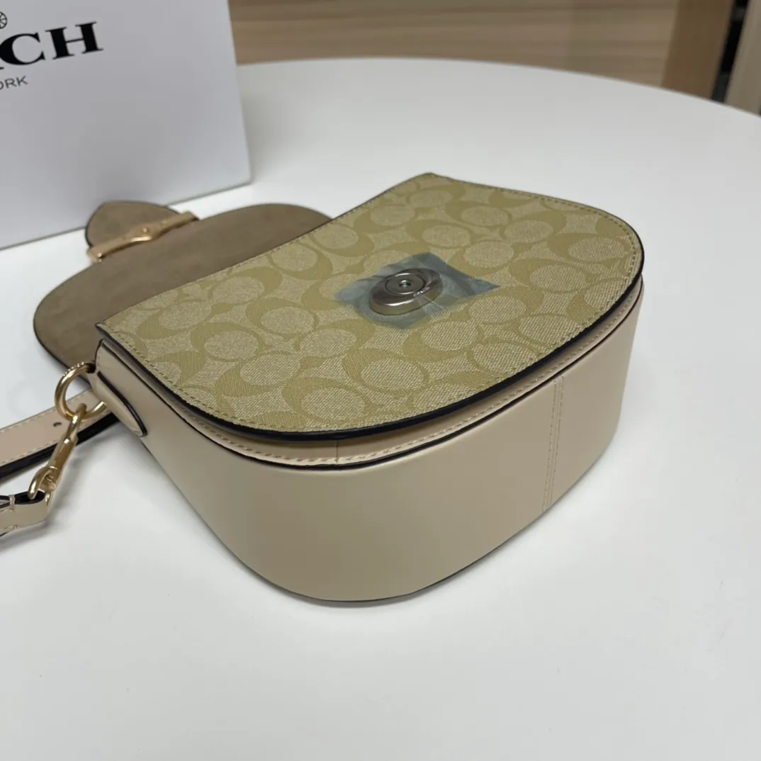 Top original order batch 500💰Coach/Coach new color. Model CH507 Ole Women's Classic Logo Canvas KLEO No. 17 Shoulder Bag Autumn Luxury and Noble 🤞 Size 19.5X17X7