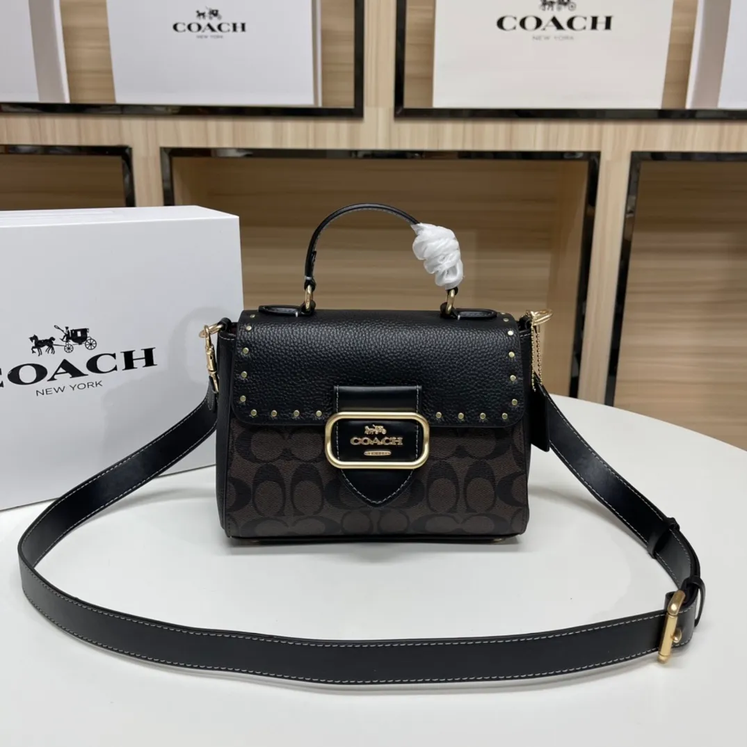 Top original order, batch 520💰Coach counter new synchronized [rose][rose][rose] model CF322 Morgan Tophandle modern retro style has a classic, calm and atmospheric feeling and is very personalized, buckle opening, casual and natural, has a leisurely and lazy feeling ~ It has a detachable long shoulder strap and the capacity is sufficient. Size: 21*16*6