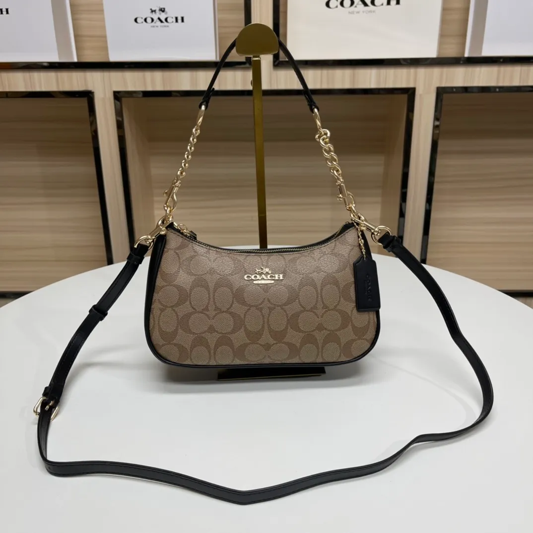 Top original order batch 380💰coach/Coach new armpit bag new model in stock. Model 548, 209, 173. C's Outlet women's bag color-blocked TERI shoulder bag. . DETAILS details Material: cow leather 2 credit card slots Built-in multi-function pocket Top zipper closure, fabric lining Detachable handle with vertical length of 21cm Detachable shoulder strap with vertical length of 58cm, can be used for shoulder or crossbody Dimensions: 24.5cm (length) × 15.5cm (height) 7.5cm (width),
