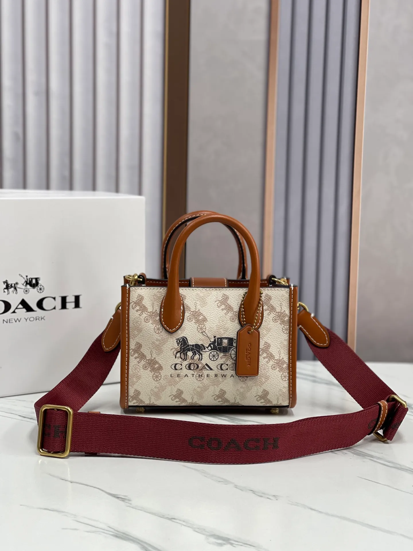 Batch 420💰coach/Coach new small model model CT890/CT891 counter new ACE carriage pattern women's tote bag single shoulder crossbody handheld tote bag double shoulder strap design size: 18·13·8