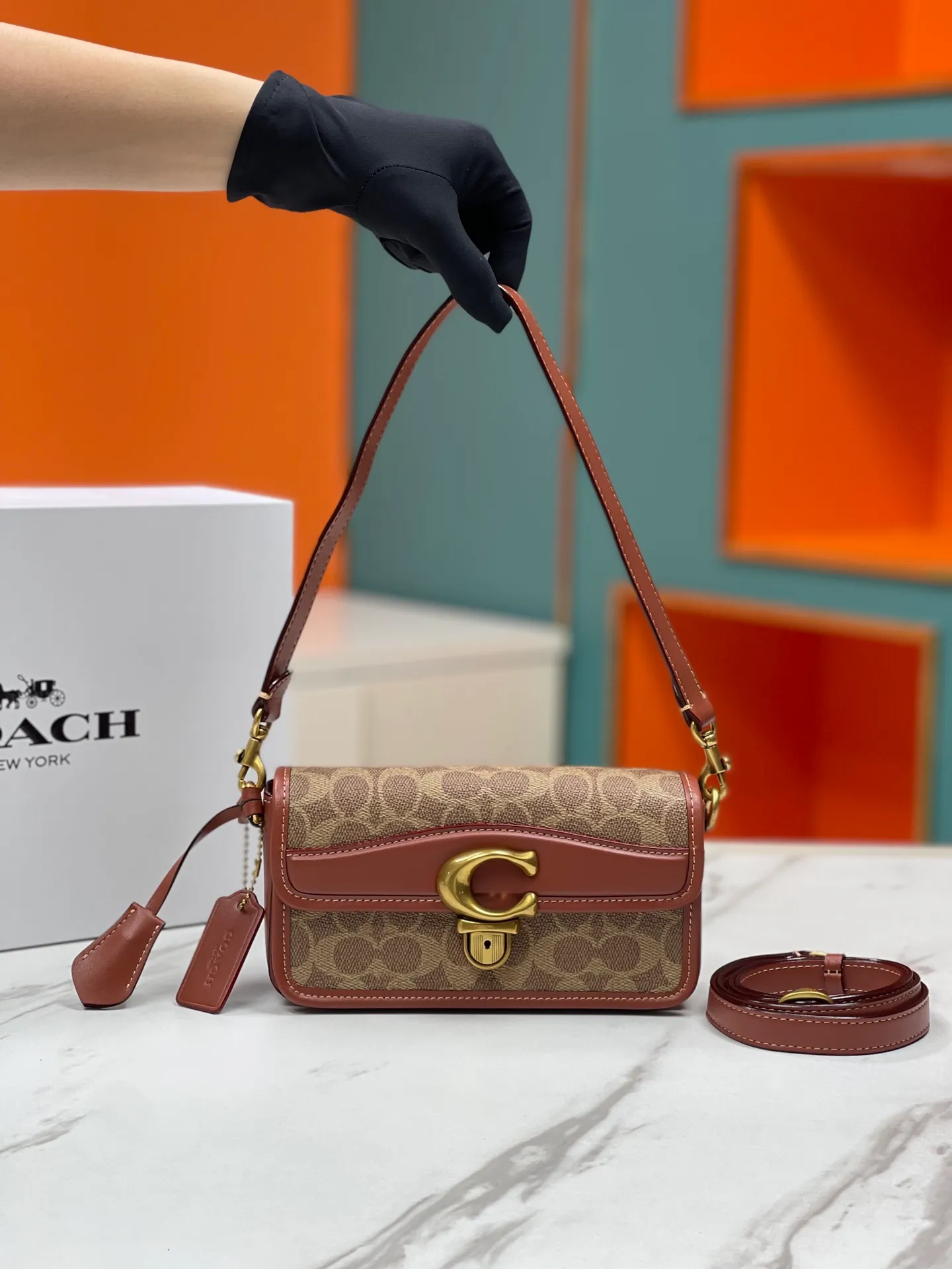Batch 480💰Coach's new Coach baguette leather crossbody bag [Rose][Rose] model CE764 women's bag STUDIO BAGUETTE, size: 20*10*7[Fireworks][Fireworks][Fireworks]