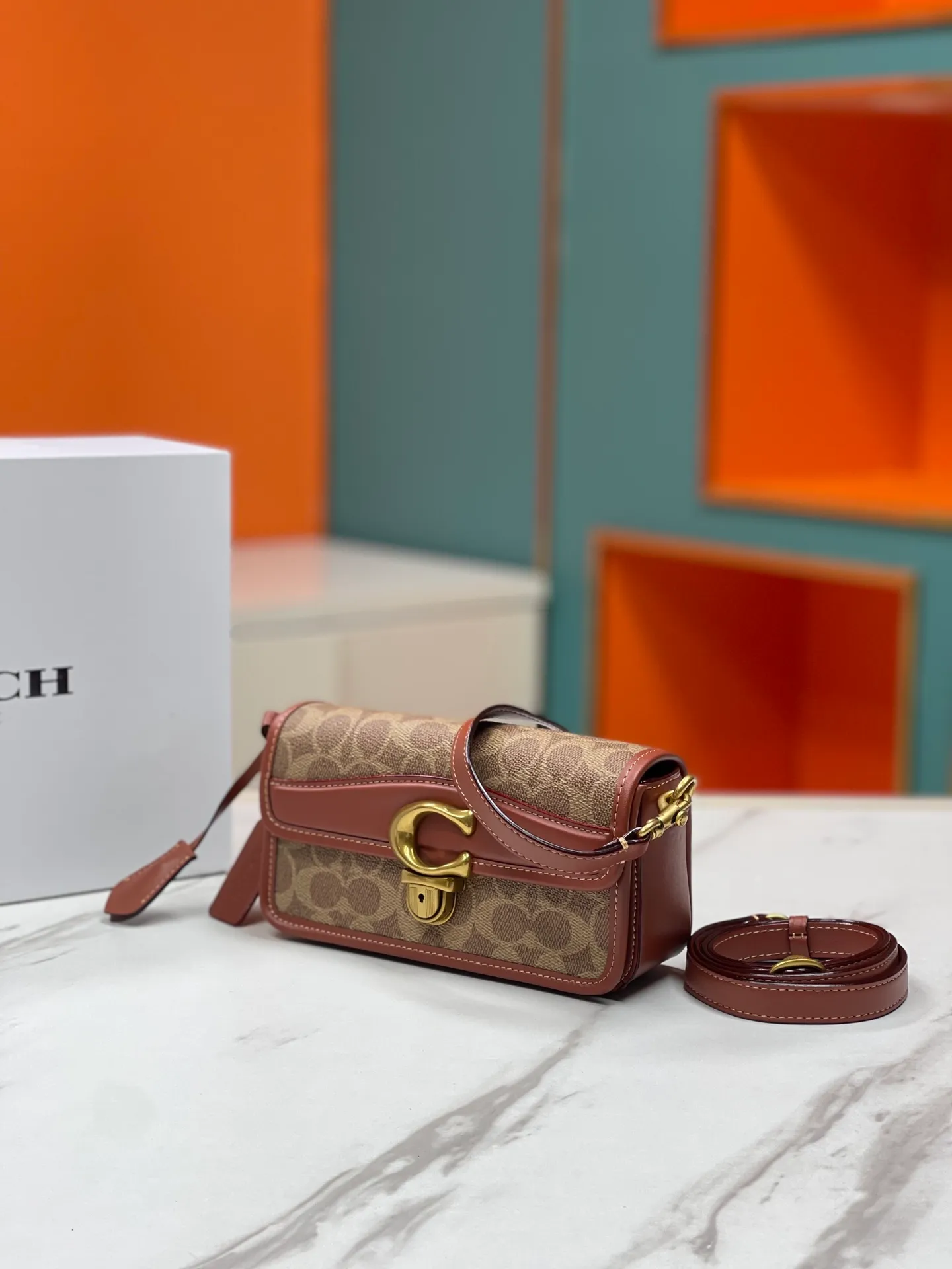 Batch 480💰Coach's new Coach baguette leather crossbody bag [Rose][Rose] model CE764 women's bag STUDIO BAGUETTE, size: 20*10*7[Fireworks][Fireworks][Fireworks]