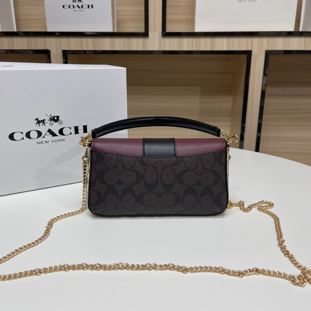 Batch 420💰COACH Classic Outlet New GRACE flip shoulder crossbody bag for women, model CC033. Size: 22X12.5X5.5