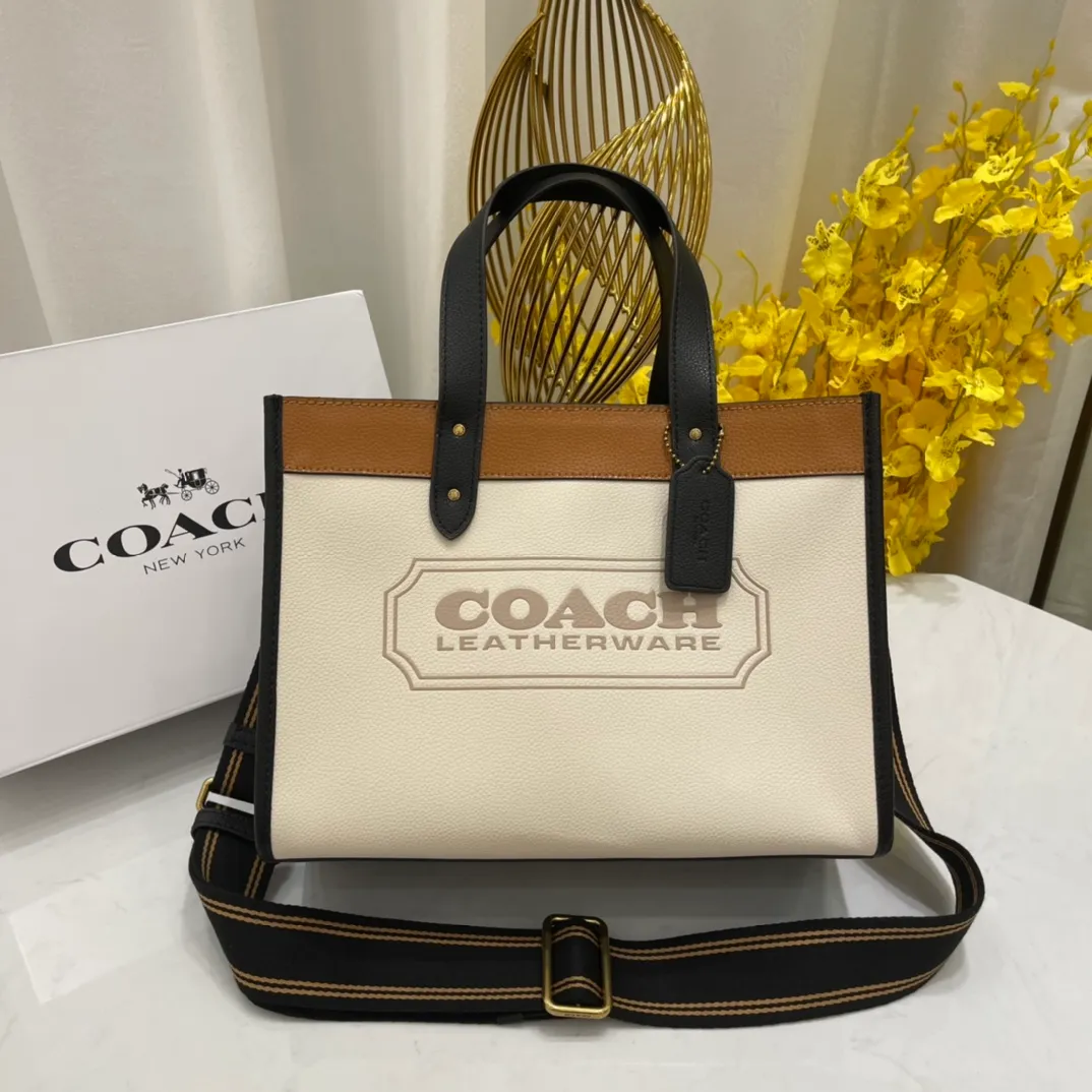 Batch 460💰. Original quality, coach/Coach's new Field30 color-blocked sports webbing small tote bag model 0777 classic simple size: 30*23*15, 🎉🎉🎉💃🌸