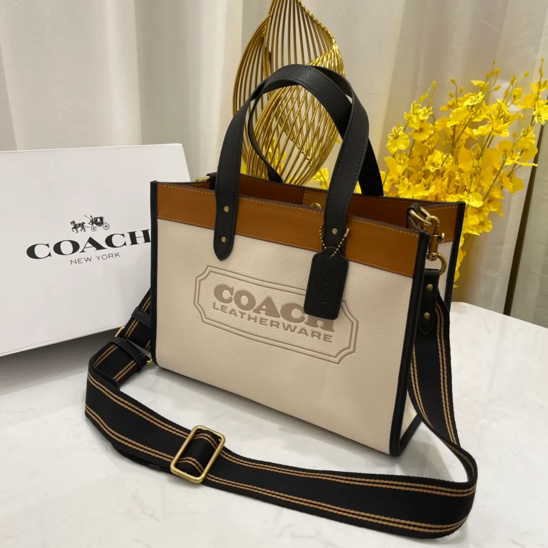 Batch 460💰. Original quality, coach/Coach's new Field30 color-blocked sports webbing small tote bag model 0777 classic simple size: 30*23*15, 🎉🎉🎉💃🌸