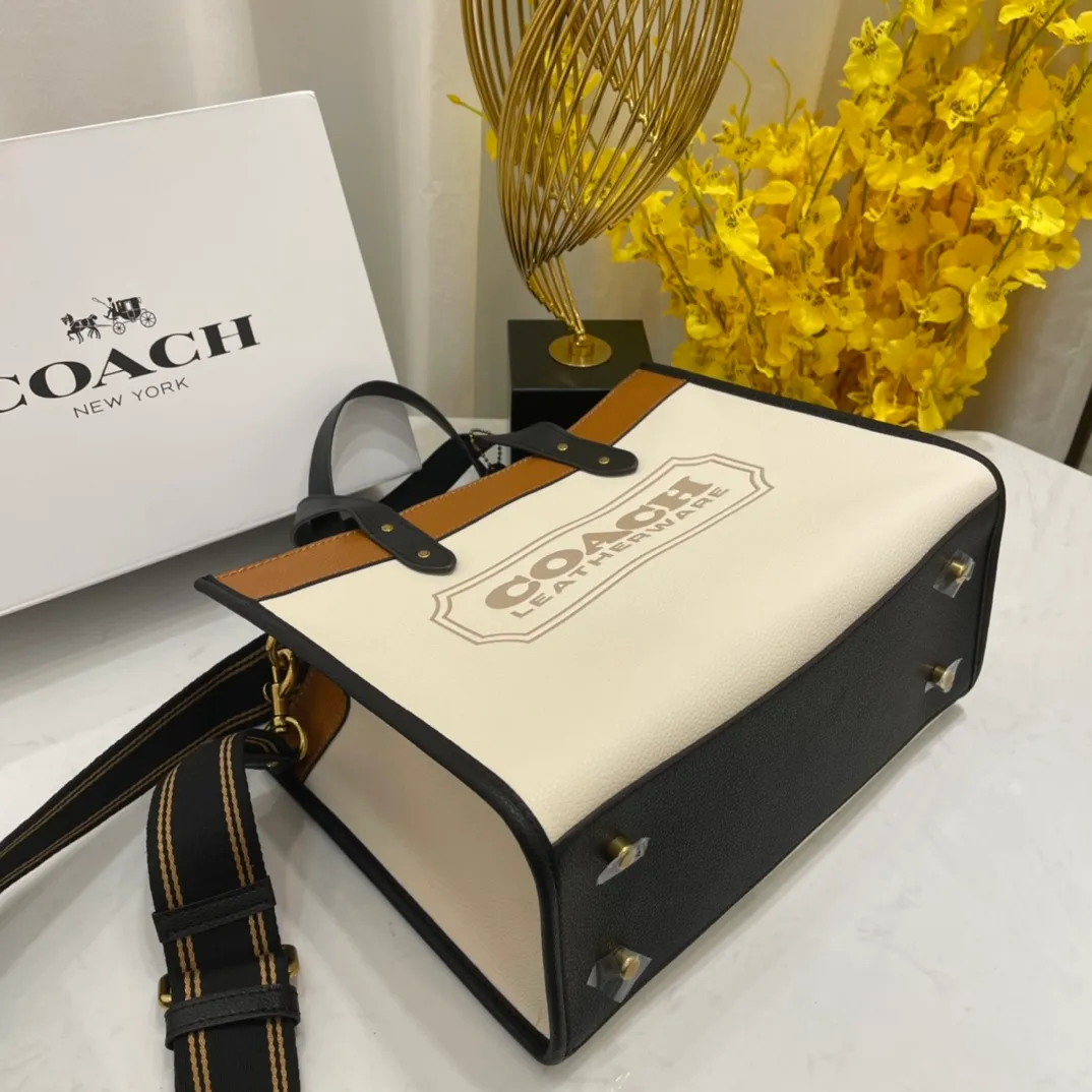 Batch 460💰. Original quality, coach/Coach's new Field30 color-blocked sports webbing small tote bag model 0777 classic simple size: 30*23*15, 🎉🎉🎉💃🌸