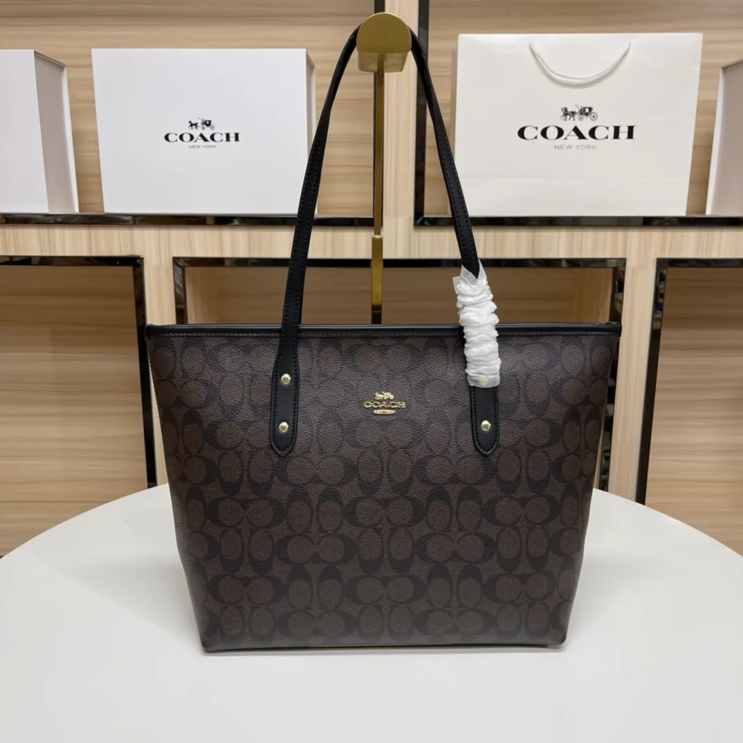 Top original order, batch 380💰Coach F58292 new shopping bag, classic C logo. Practical and versatile, can be used all year round, large capacity. Versatile! Size: 29*27*14