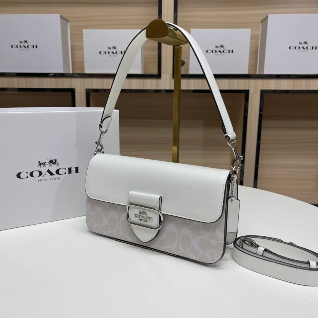 Top original order, batch 500💰COACH/model CJ617 Coach Outlet new color women's bag PVC color matching classic logo MORGAN shoulder bag armpit bag. Size 26X14X6