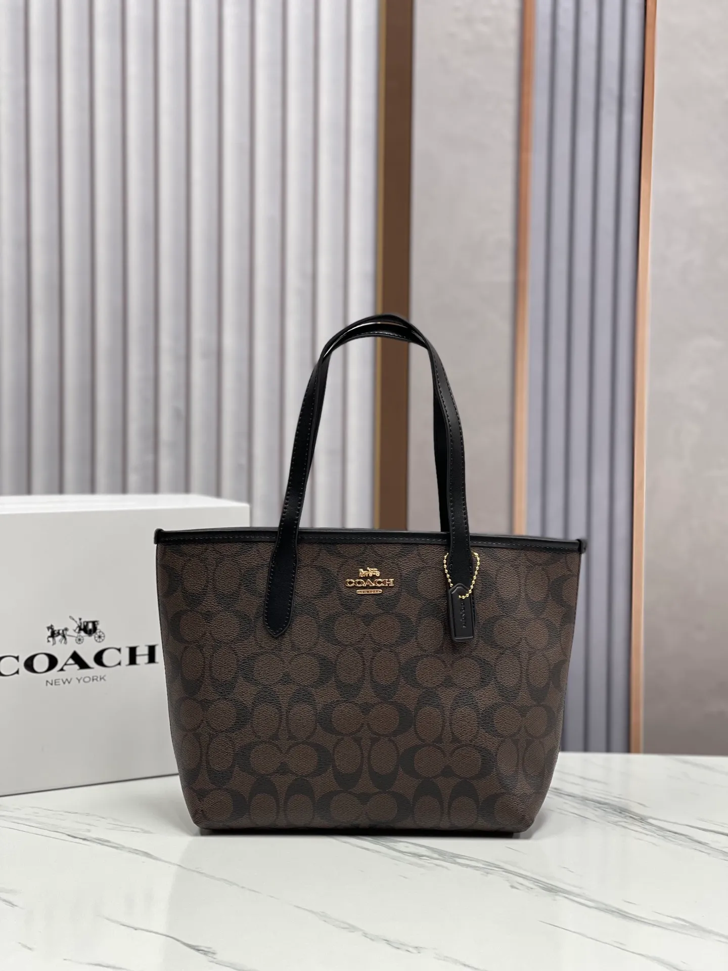 Top original order batch 340💰coach/Coach new new product CN733 CN183 Latest carriage mini double-sided tote bag shopping bag top original order batch VC with leather CITY classic logo coated canvas with smooth leather details. Internal zip pocket. Size 23·11·20.5