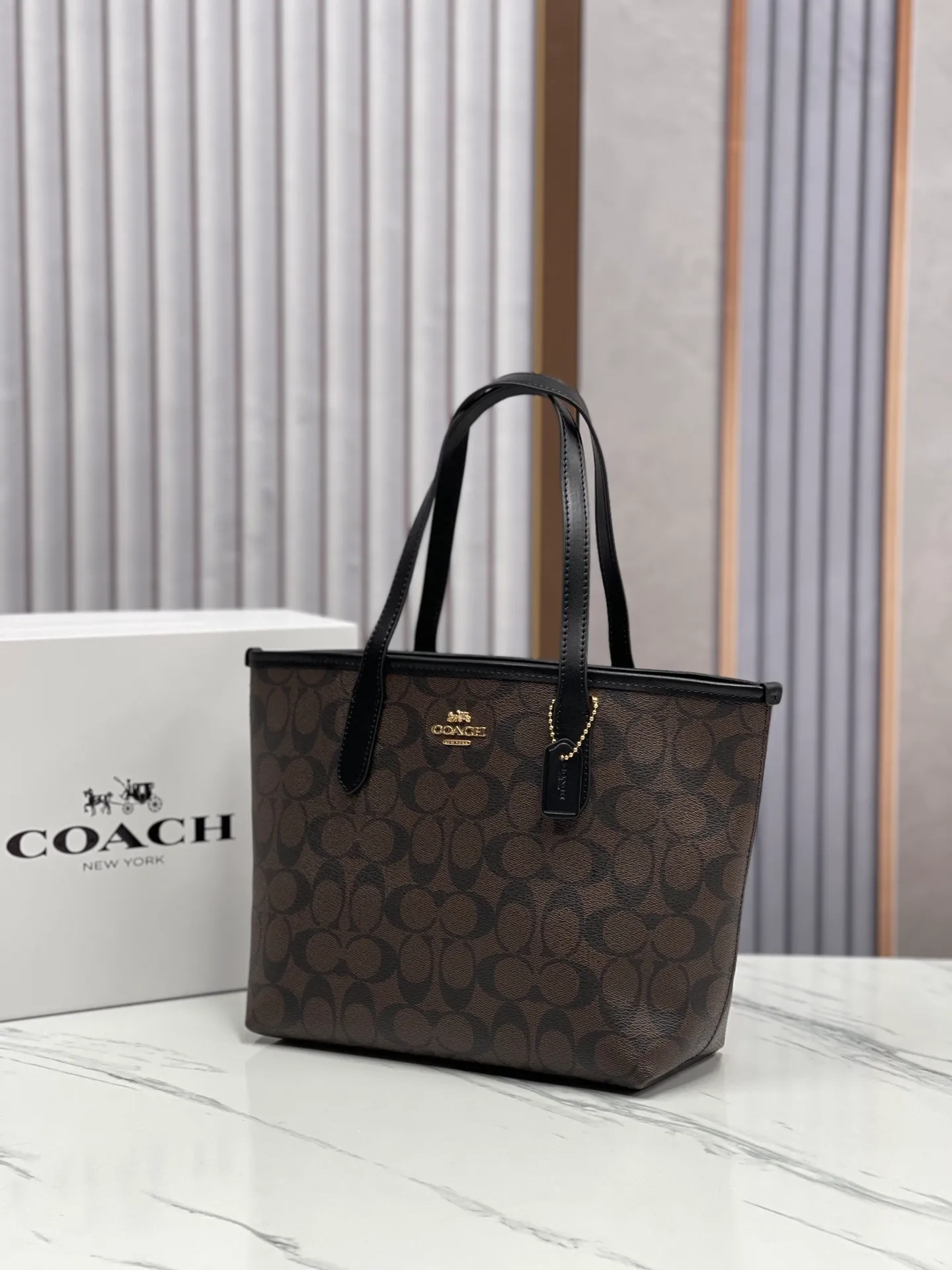 Top original order batch 340💰coach/Coach new new product CN733 CN183 Latest carriage mini double-sided tote bag shopping bag top original order batch VC with leather CITY classic logo coated canvas with smooth leather details. Internal zip pocket. Size 23·11·20.5