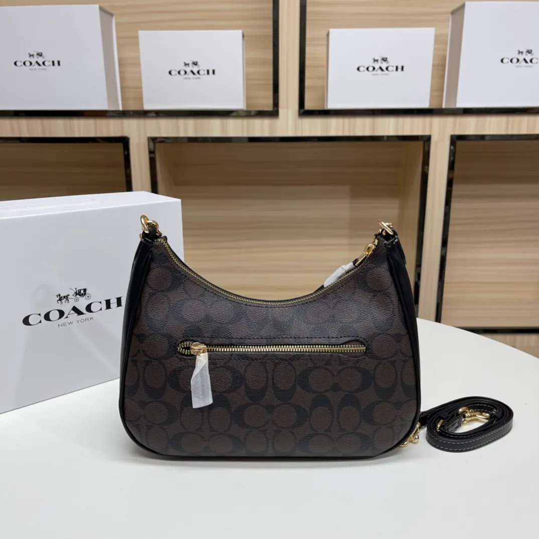 Batch 430💰COACH/Coach official outlet style women's leather college style single shoulder crossbody handbag armpit bag. Model CK161. 29 X23 X23