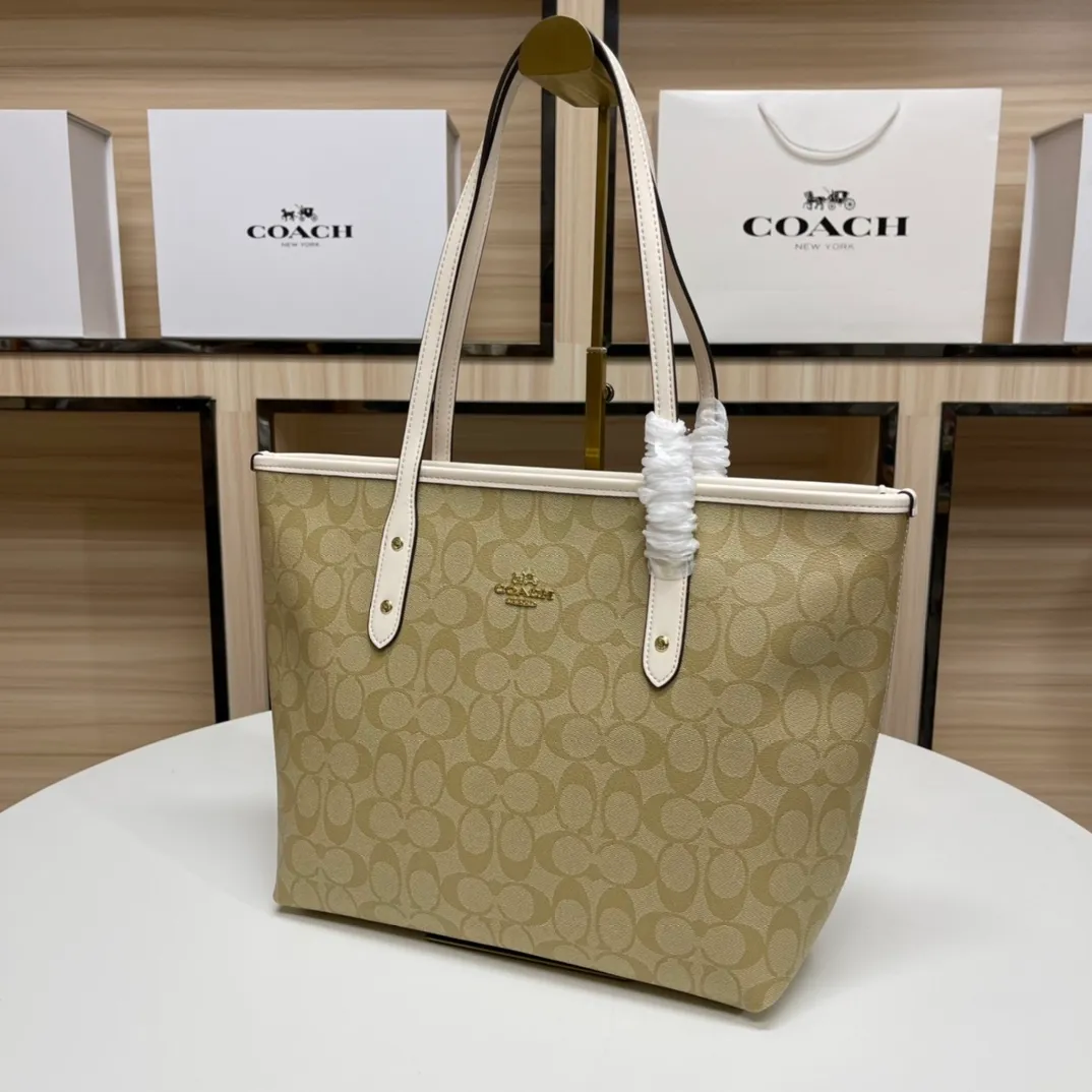 Top original order, batch 380💰Coach F58292 new shopping bag, classic C logo. Practical and versatile, can be used all year round, large capacity. Versatile! Size: 29*27*14