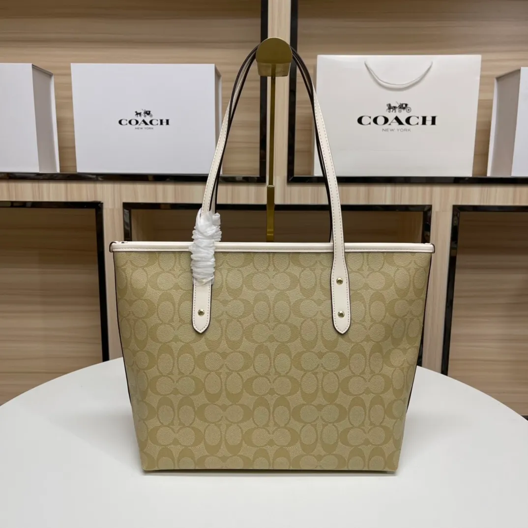 Top original order, batch 380💰Coach F58292 new shopping bag, classic C logo. Practical and versatile, can be used all year round, large capacity. Versatile! Size: 29*27*14