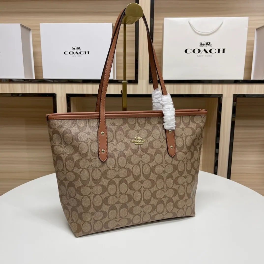 Top original order, batch 380💰Coach F58292 new shopping bag, classic C logo. Practical and versatile, can be used all year round, large capacity. Versatile! Size: 29*27*14