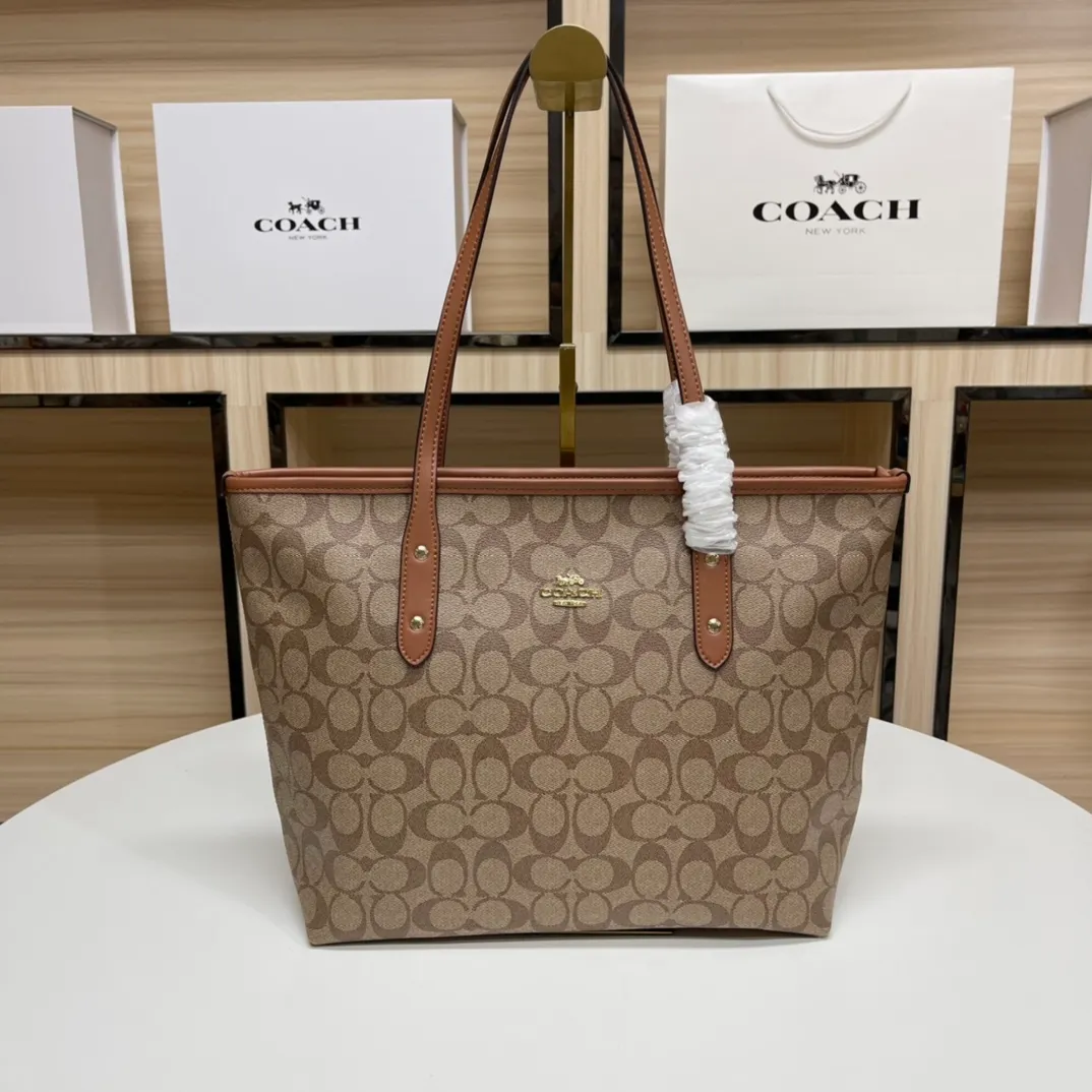 Top original order, batch 380💰Coach F58292 new shopping bag, classic C logo. Practical and versatile, can be used all year round, large capacity. Versatile! Size: 29*27*14