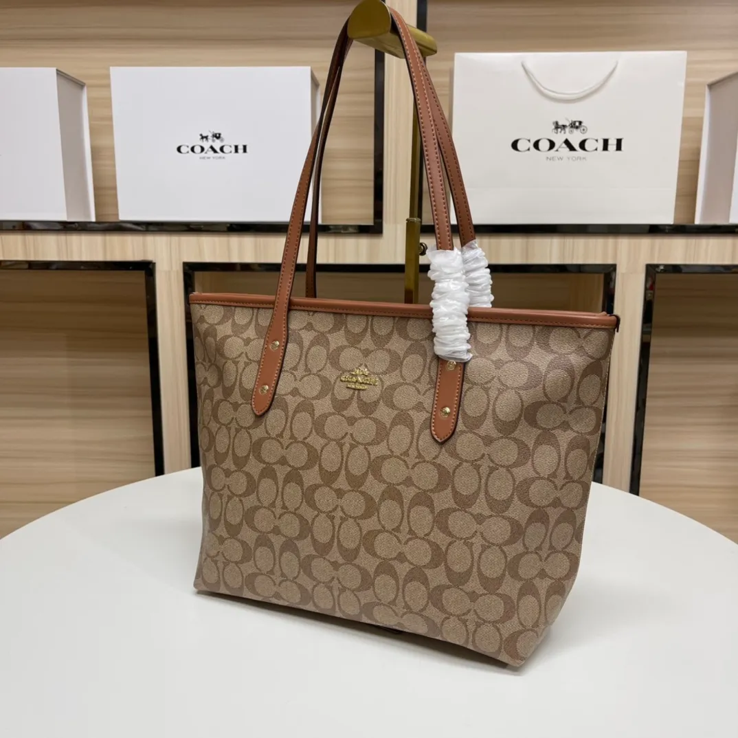Top original order, batch 380💰Coach F58292 new shopping bag, classic C logo. Practical and versatile, can be used all year round, large capacity. Versatile! Size: 29*27*14
