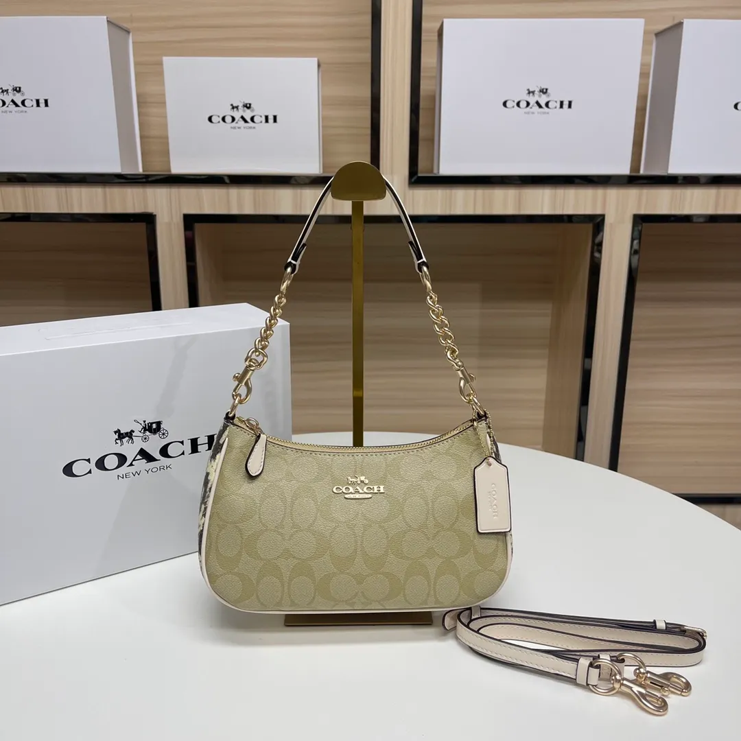 Top original order batch 380💰coach/Coach new armpit bag new model in stock. Model 548, 209, 173. C's Outlet women's bag color-blocked TERI shoulder bag. . DETAILS details Material: cow leather 2 credit card slots Built-in multi-function pocket Top zipper closure, fabric lining Detachable handle with vertical length of 21cm Detachable shoulder strap with vertical length of 58cm, can be used for shoulder or crossbody Dimensions: 24.5cm (length) × 15.5cm (height) 7.5cm (width),