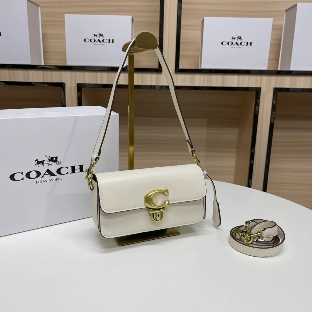 Top original order, batch 480💰Coach new Coach baguette bag, leather crossbody bag [Rose][Rose] model CE331 women's bag STUDIO BAGUETTE, size: 20*10*7[Fireworks][Fireworks][Fireworks]