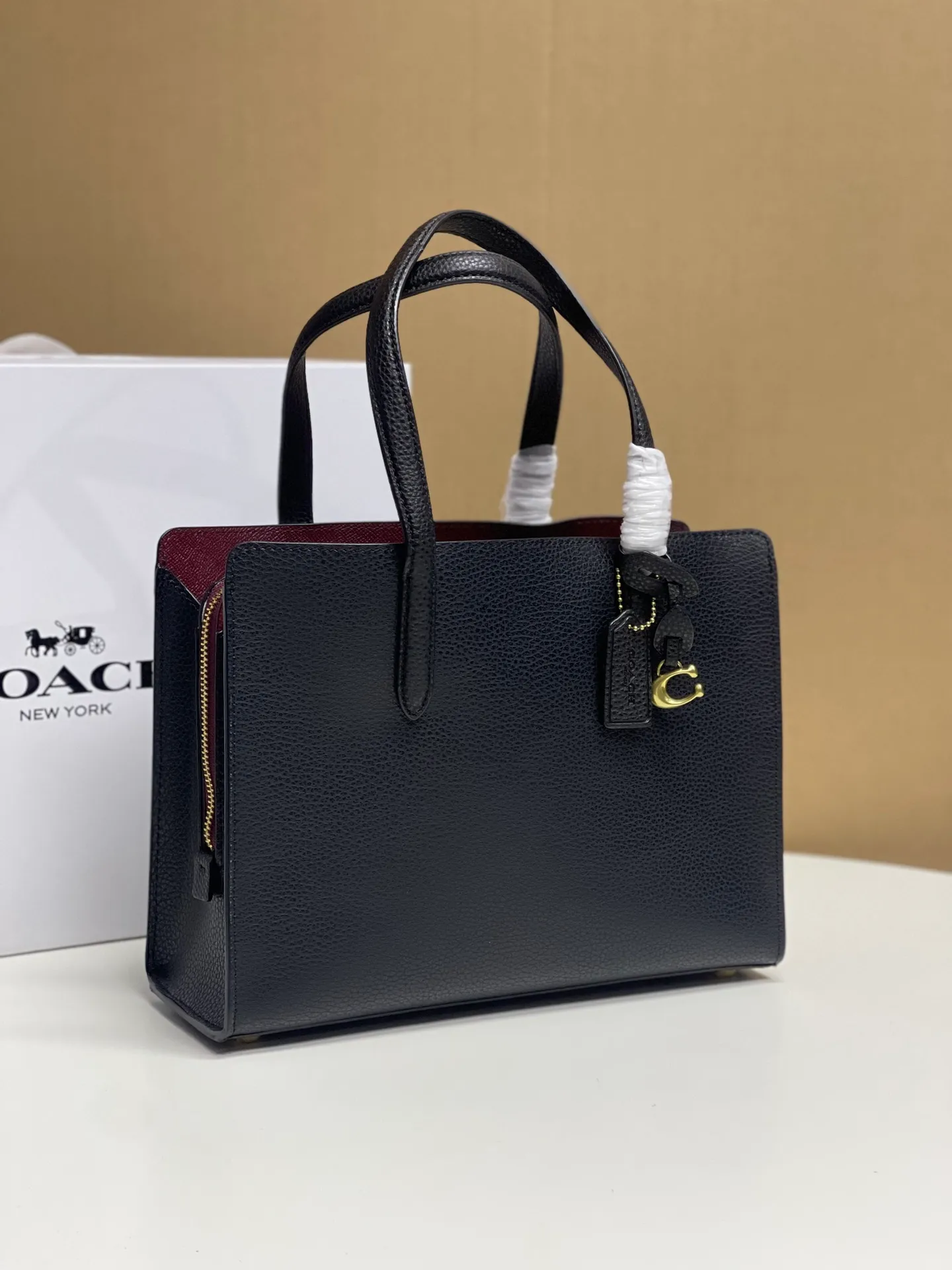 Top original order batch 460💰COACH/Coach new black women's classic logo CJ806 CARTER CARRYALL No. 28 handbag, size 28 20 10