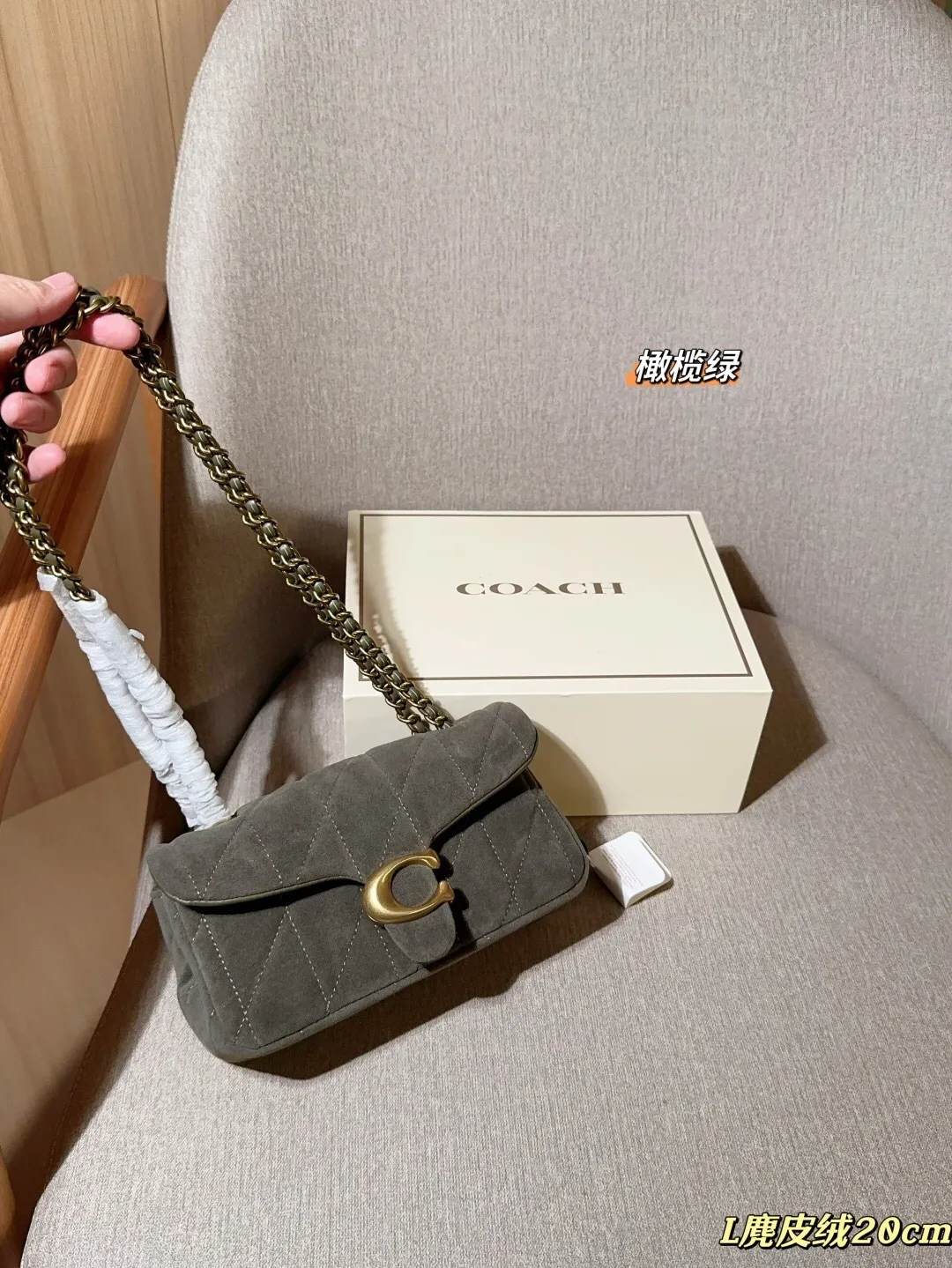 All Categories Official Website "Brand Women's Bags" Women's Bags 💙 COACH 2025 New Coach Suede Fabric Tabby20 Bacchus Bag