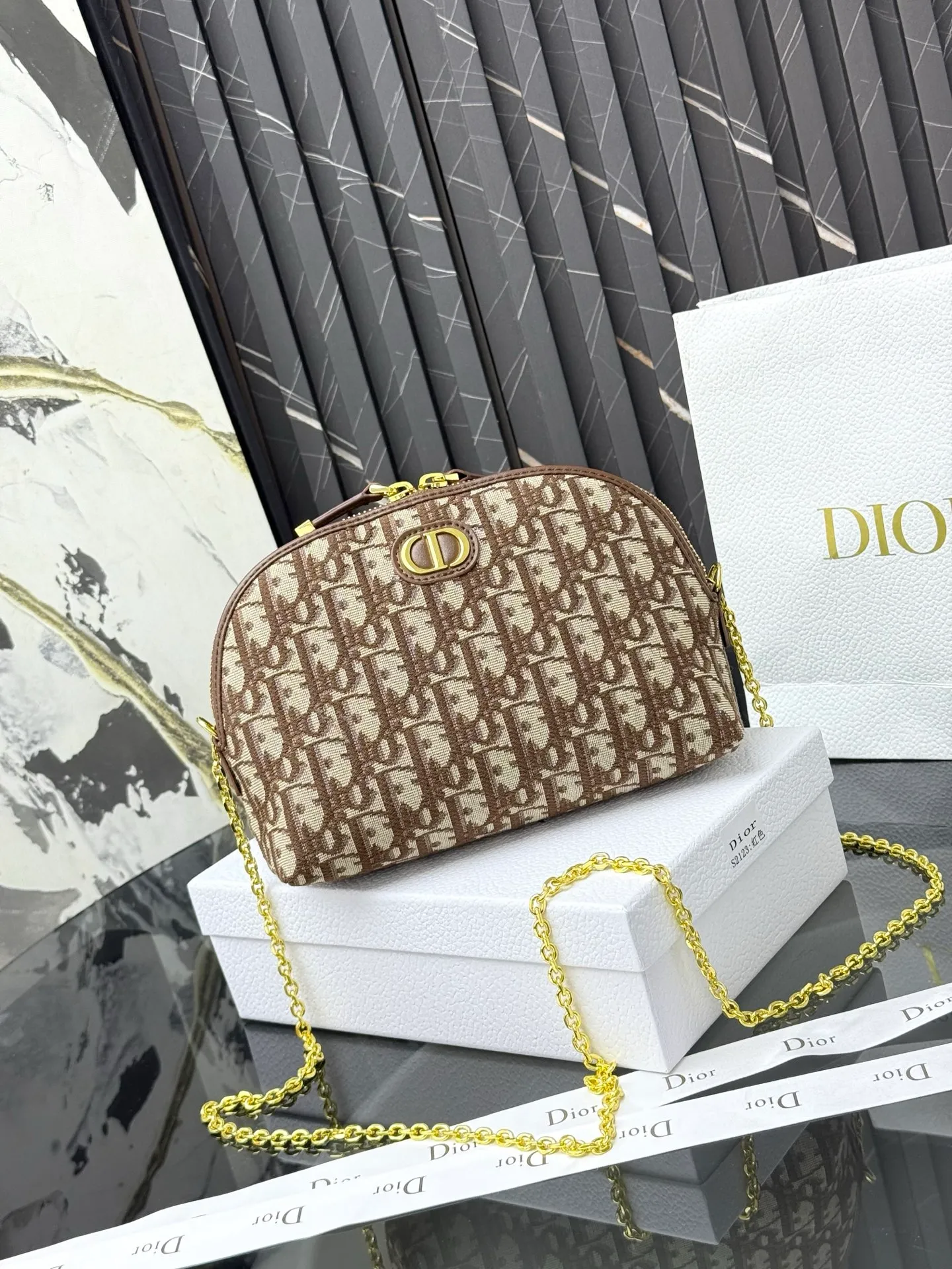 💰230💰The bag is decorated with dior’s signature blue oblique print. It features two chic zippered compartments and a patch pocket to organize a variety of supplies. Available in a shell style, it can be worn with other oblique printed items. CD logo oblique on the front Printed 1 patch pocket Technical fabric lining Dimensions: 15.5 cm x 24 cm x 7 cm Number: S2123