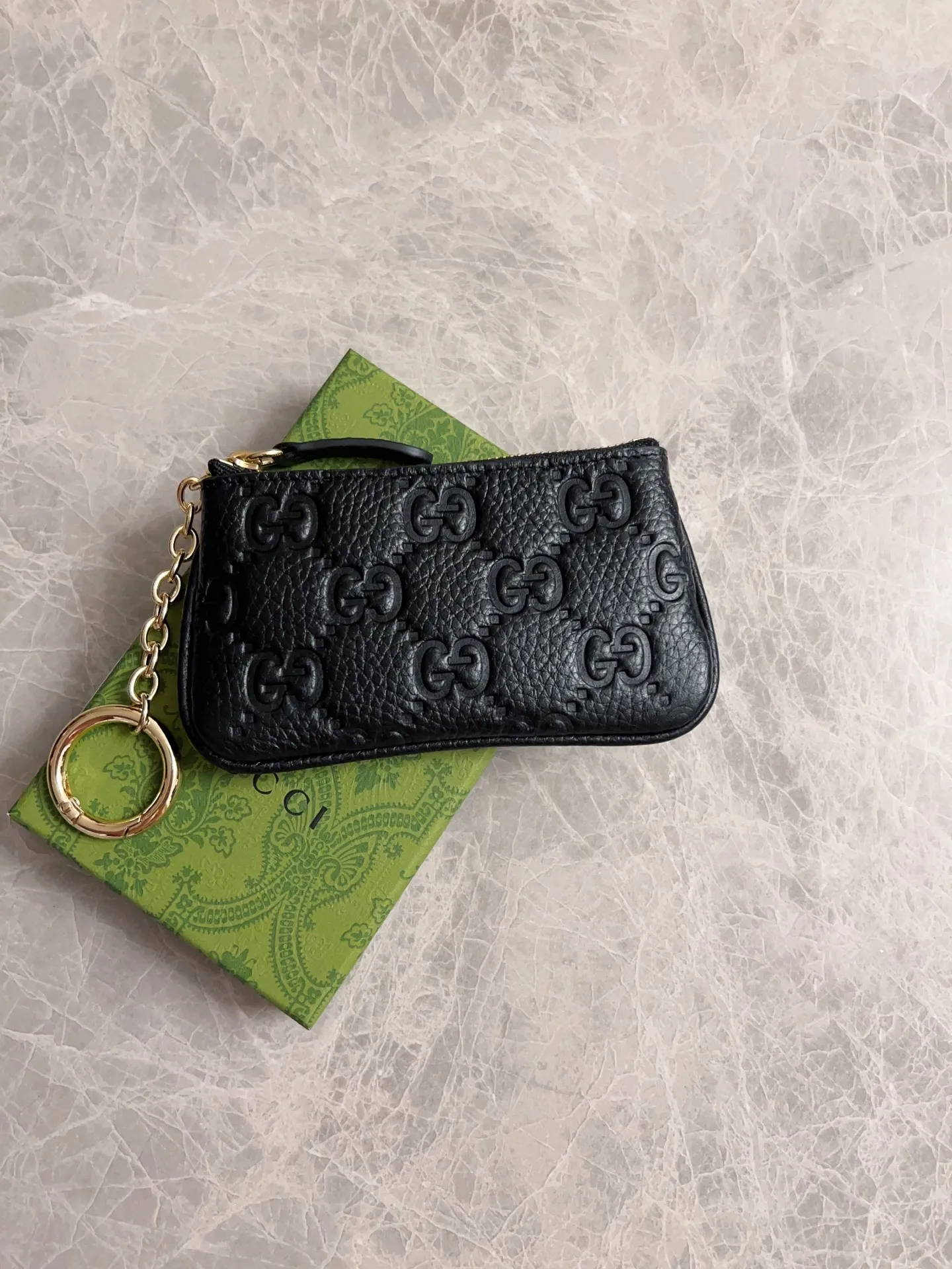 💰 320 🇮🇹🇮🇹New GG Emblem series super soft pink embossed/full leather coin purse/lipstick bag💋💋Model: 815891, size: 12x7.5cm